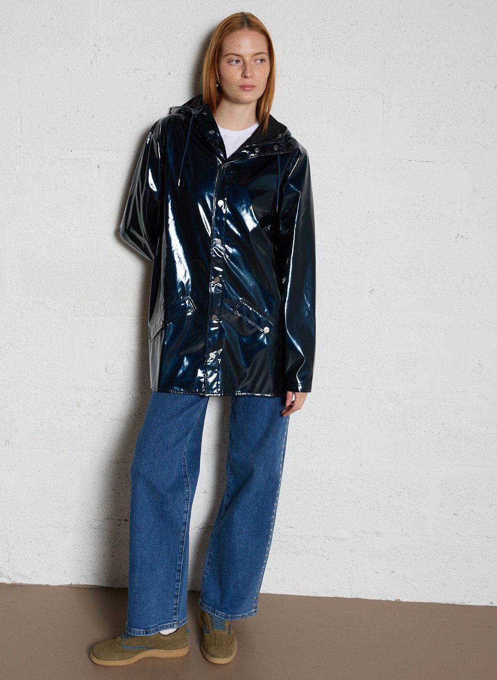 Hooded waterproof windbreaker RAINS Blue