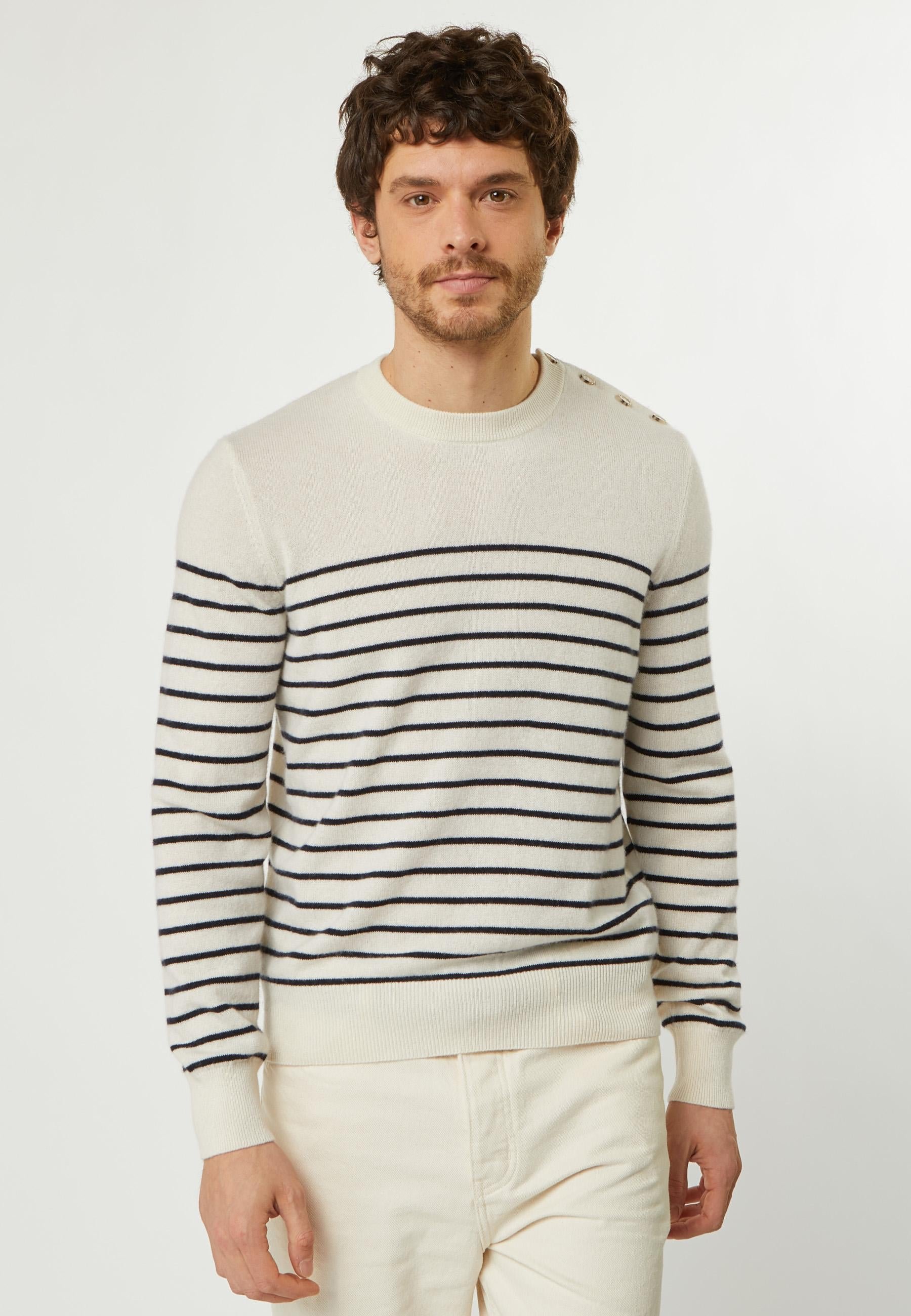 Men's cashmere sailor sweater RODIER White