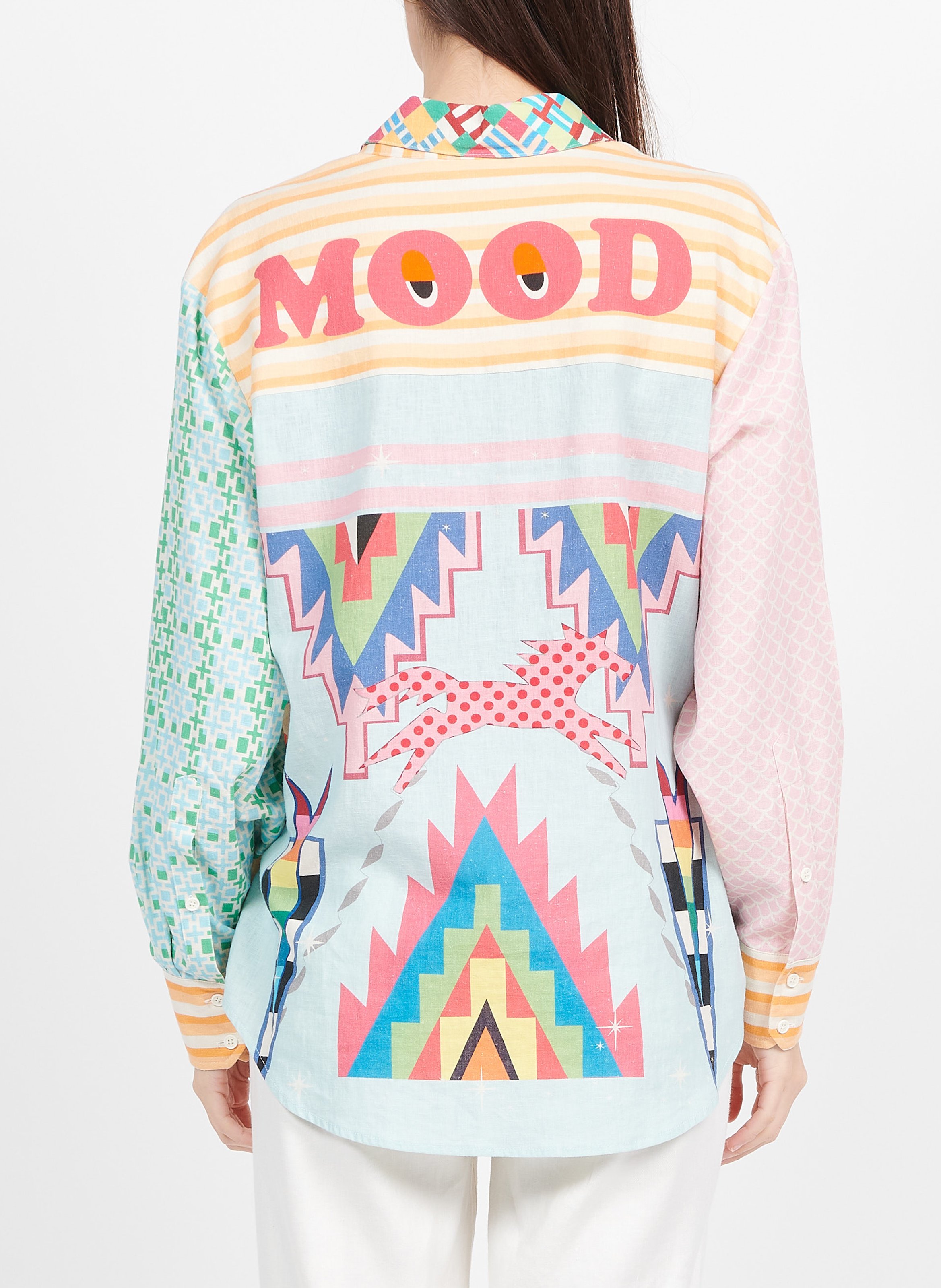 Chemise col classique à imprimés en lin mélangé SACK S Multicolore