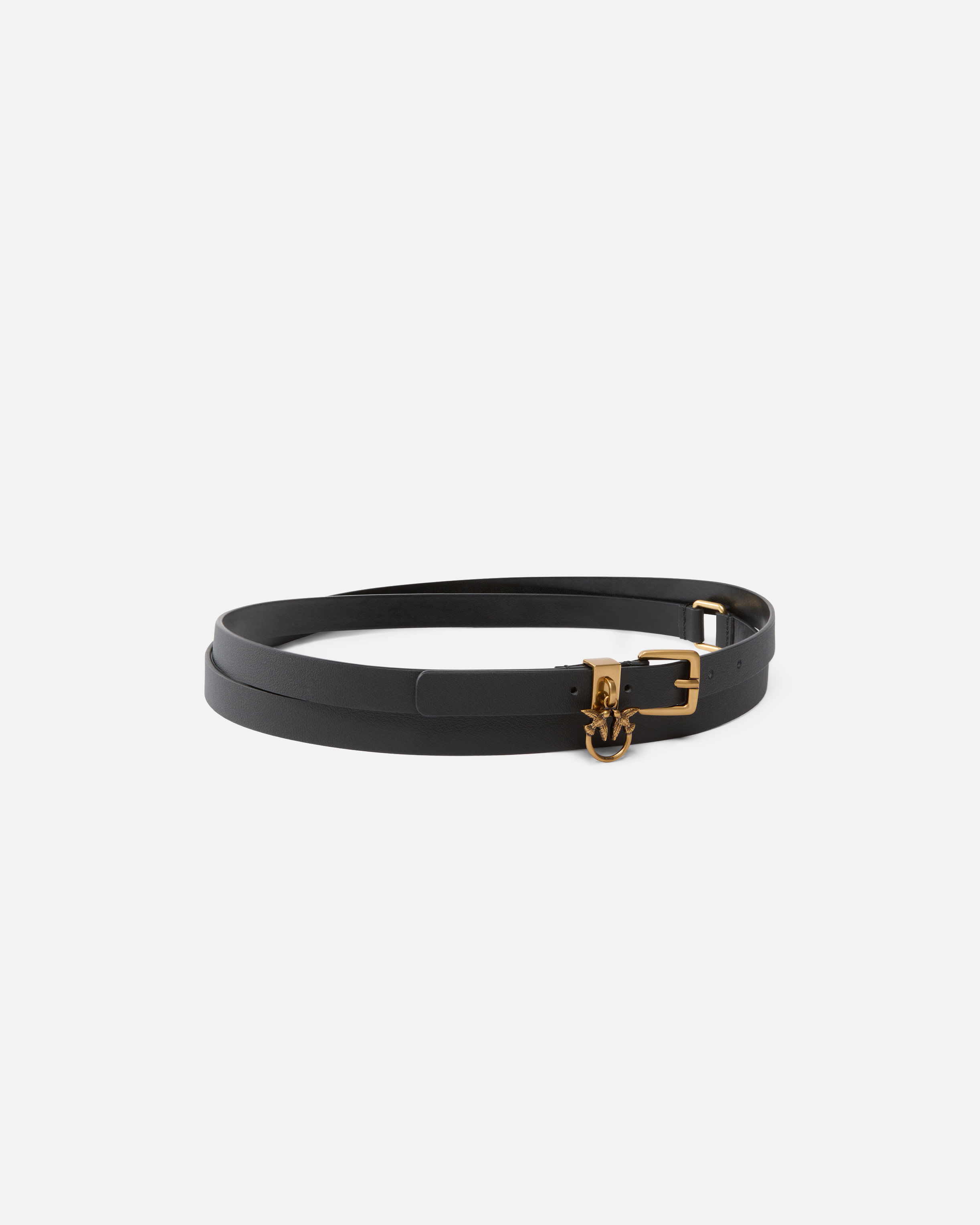 Belt with 1.5 cm love birds charm loop. PINKO Black