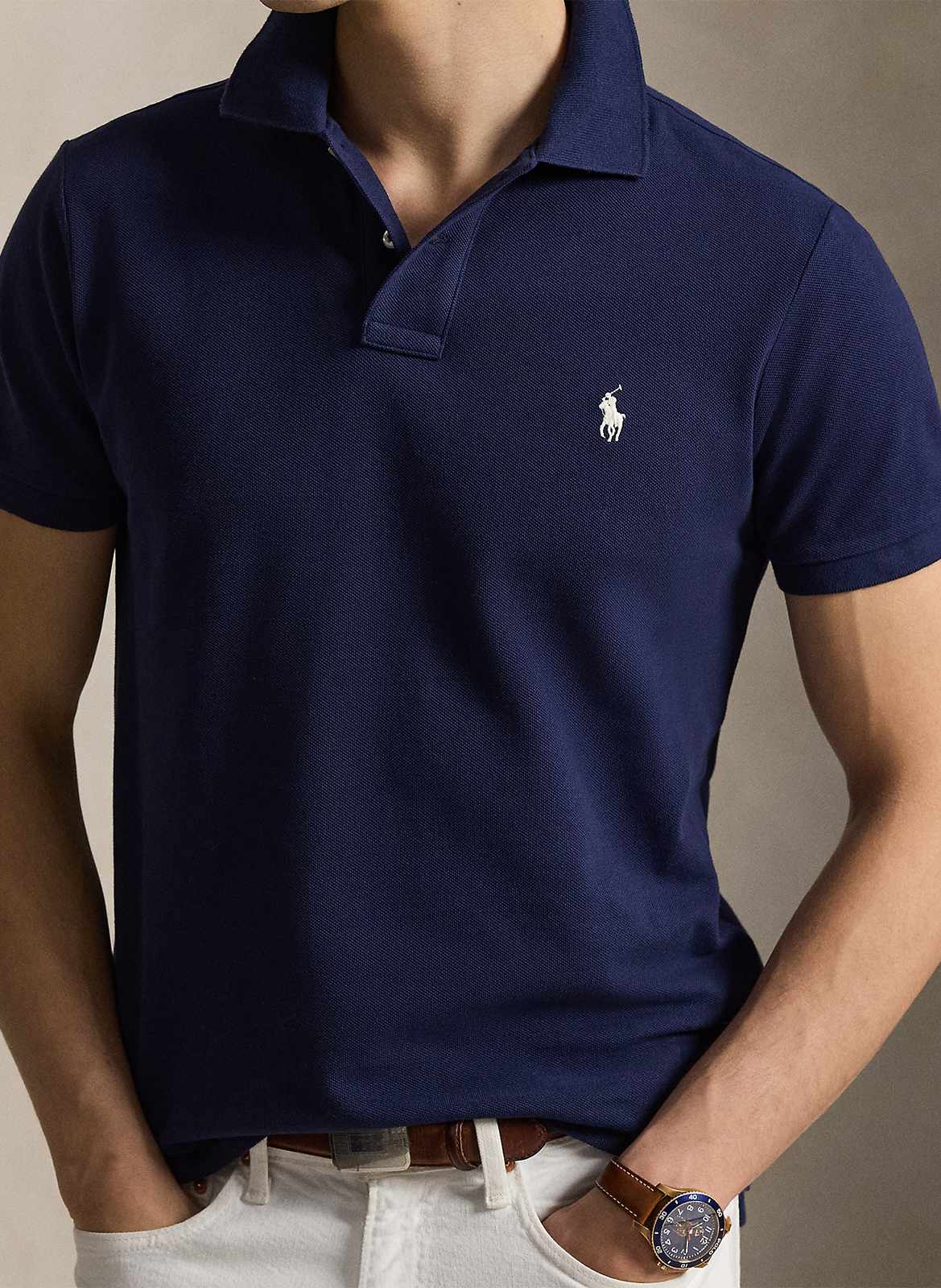 Custom-fit cotton polo shirt POLO RALPH LAUREN Blue