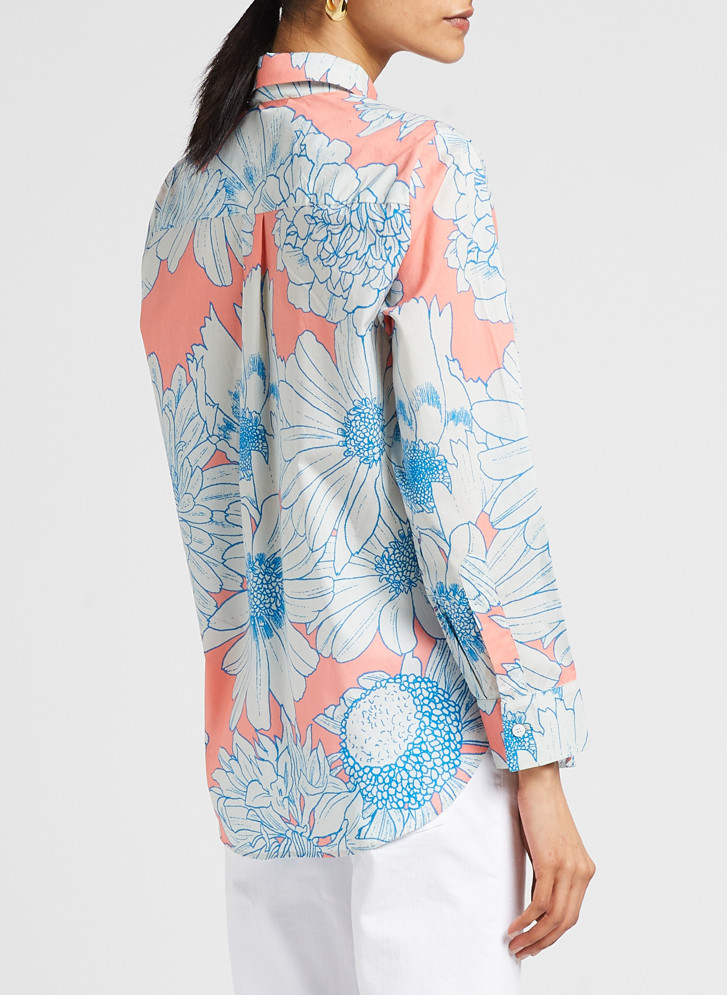 Wijde, katoenen blouse met klassieke kraag en print PAUL AND JOE Roze