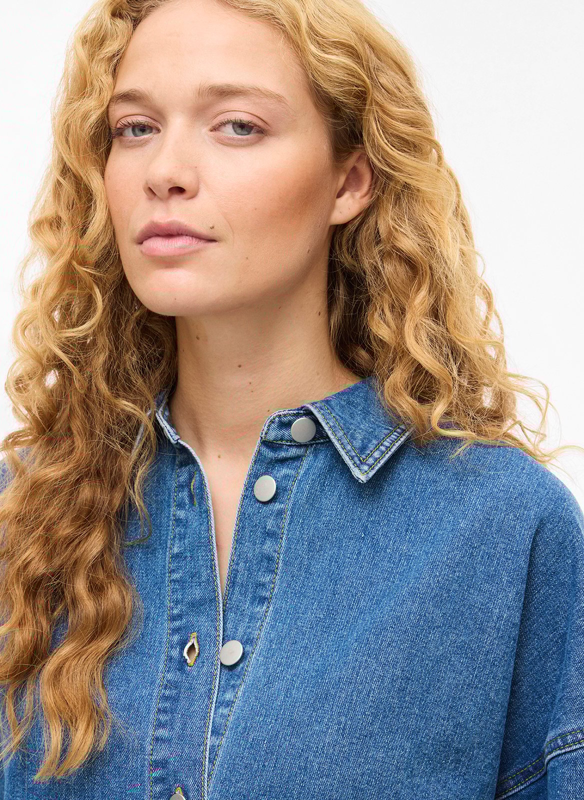 Chemise col classique en coton VILA Bleu