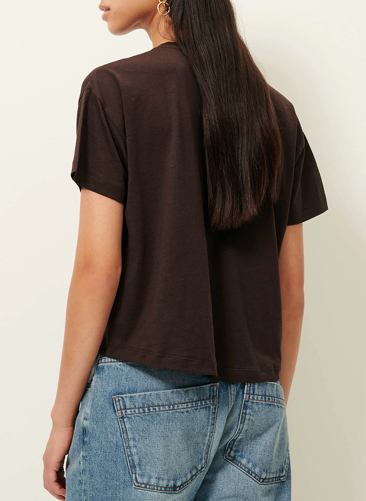 Tee-shirt oversize col rond Marron