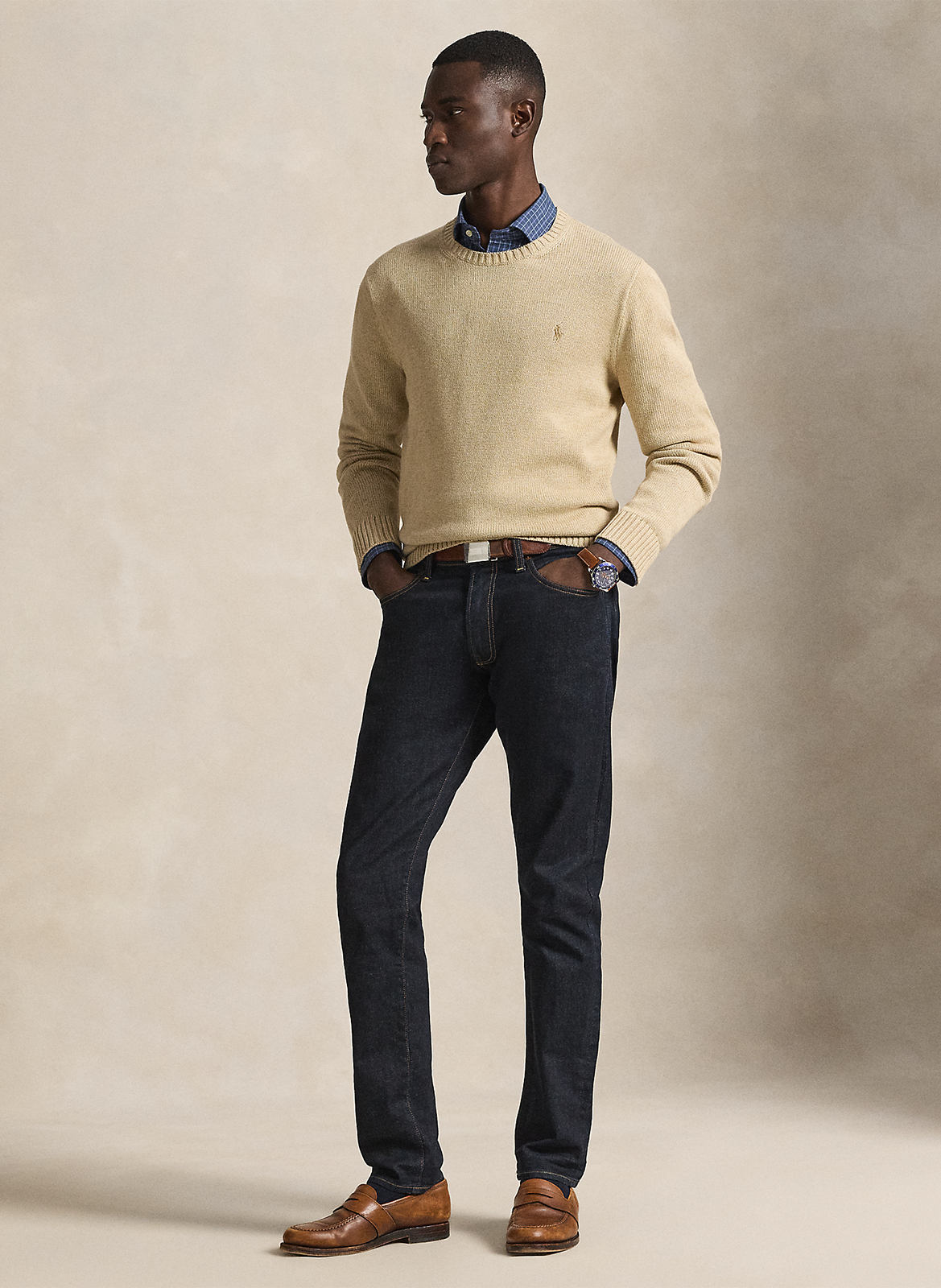 Colour block cotton sweater POLO RALPH LAUREN Brown