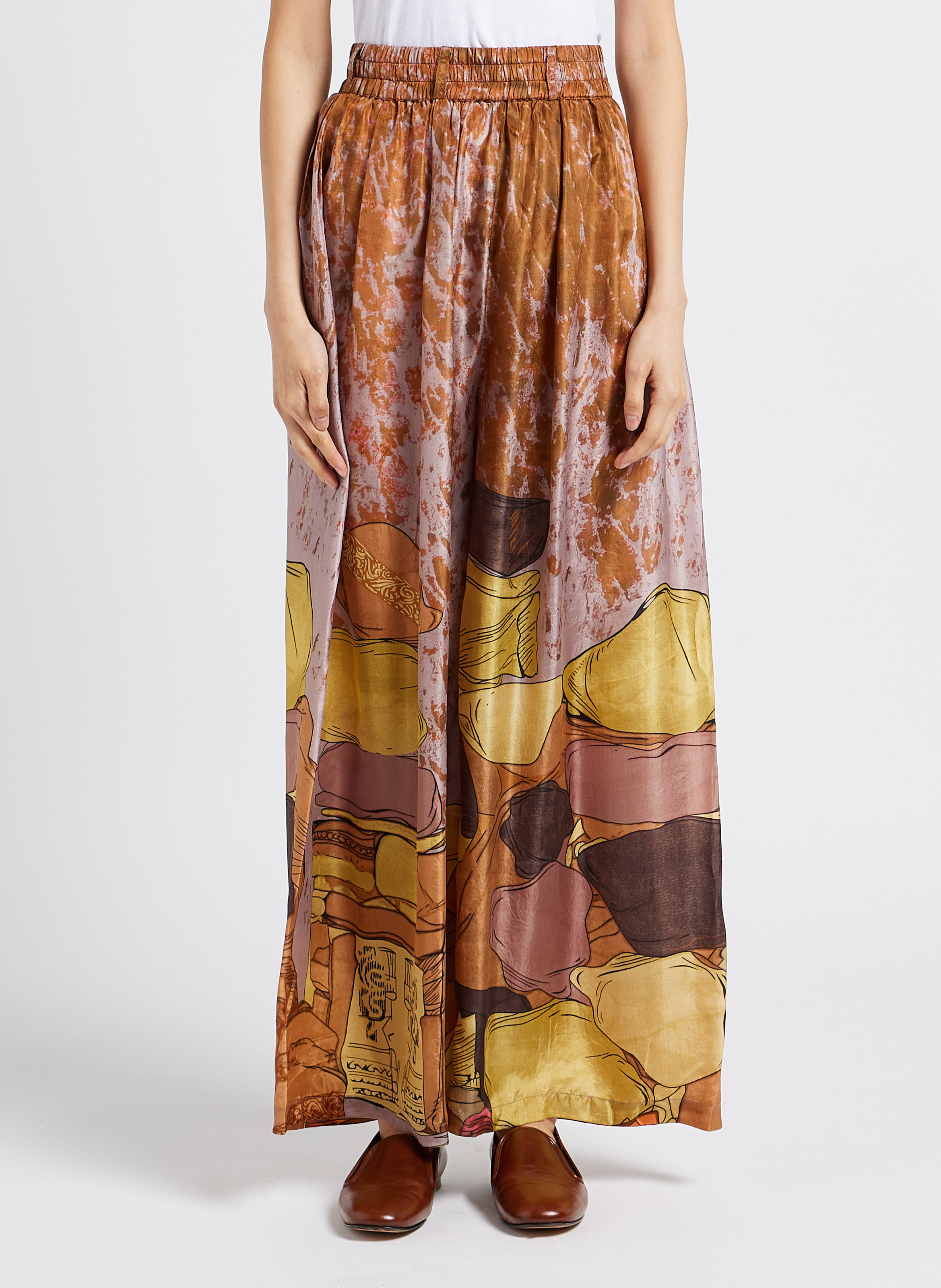 Pantalon large en soie MES DEMOISELLES Jaune