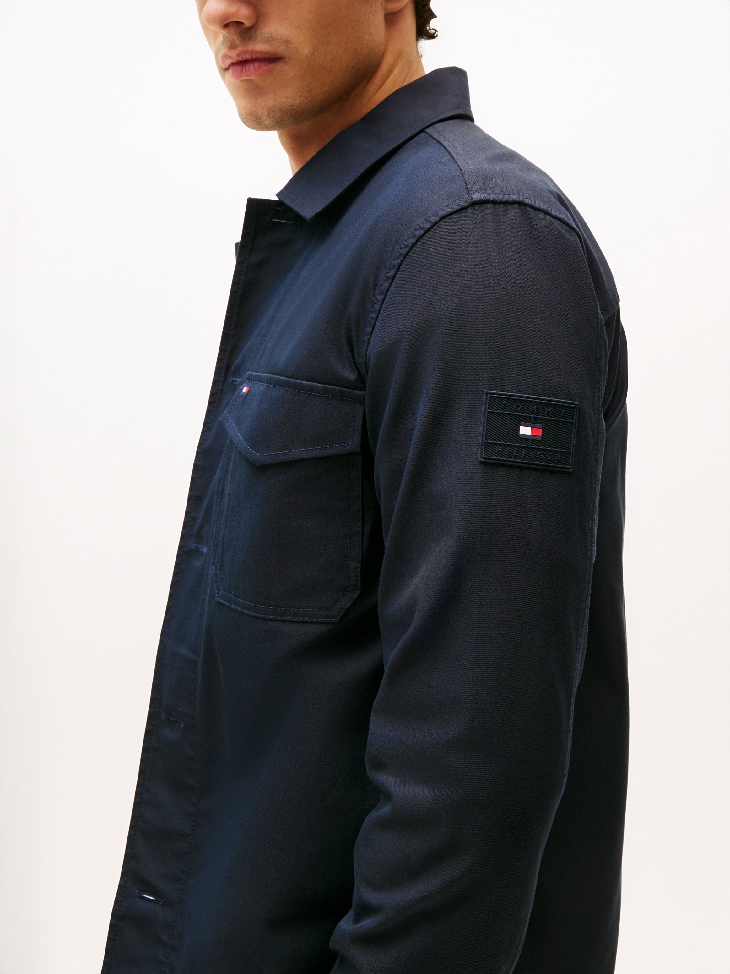 Jacke aus gemischter Baumwolle mit klassischem Kragen TOMMY HILFIGER Blau