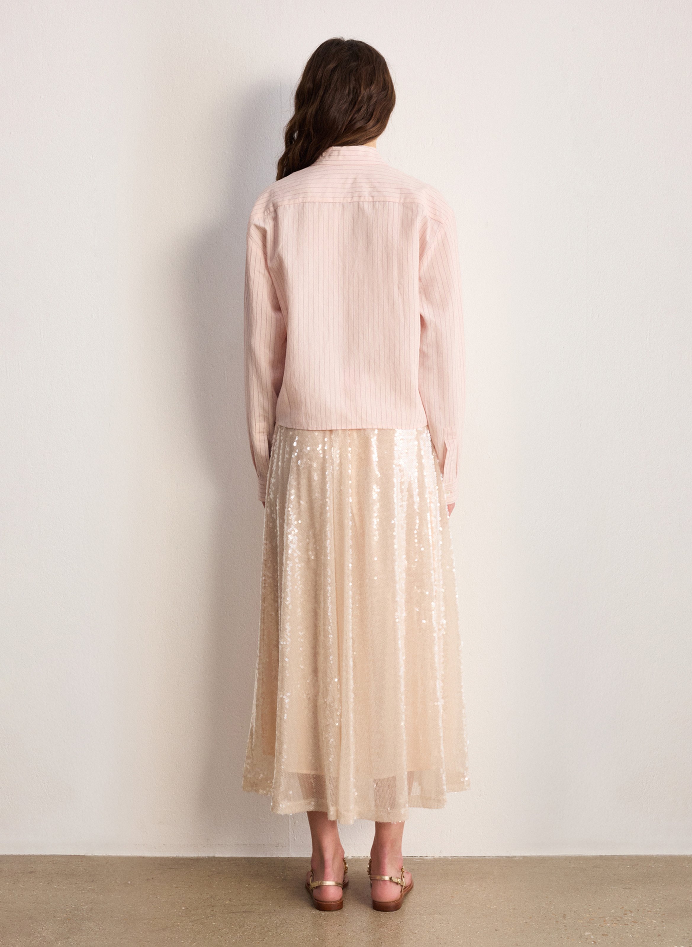 Straight striped shirt with classic collar PABLO Red