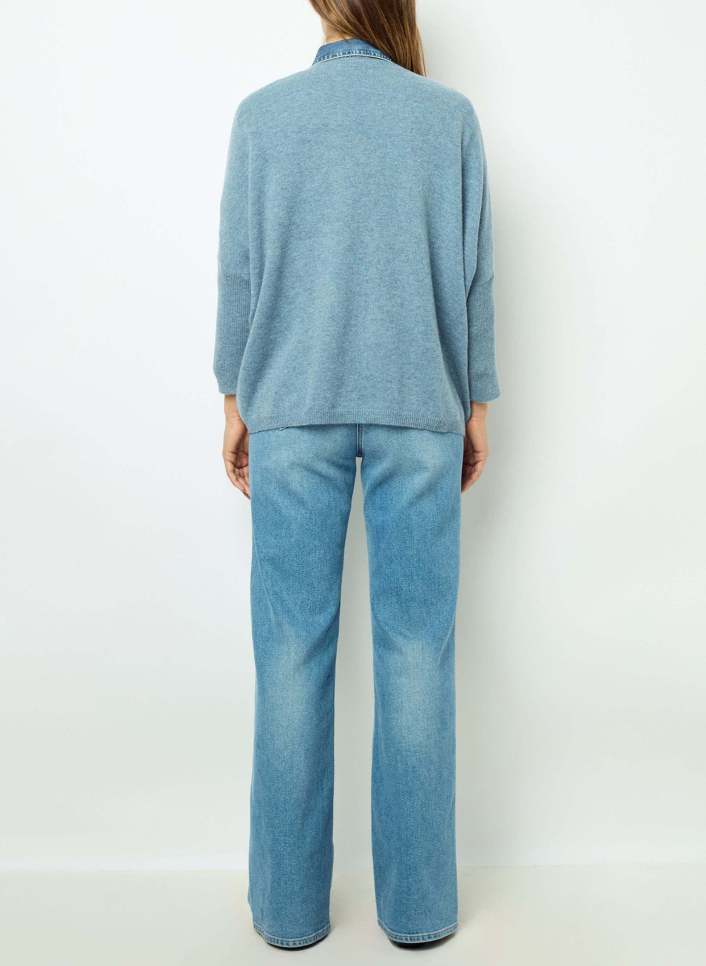 Pull droit col V en cachemire GERARD DAREL Bleu