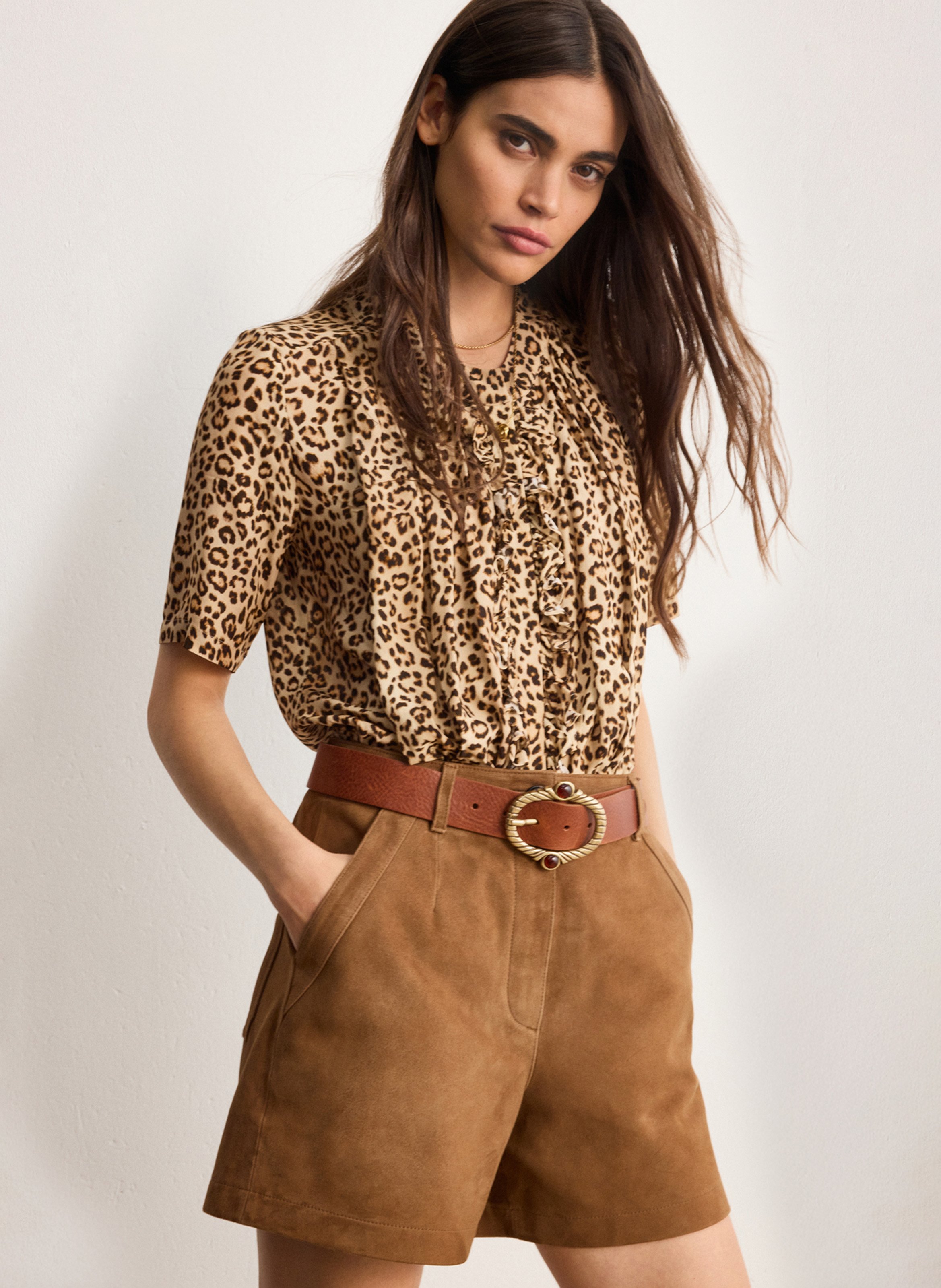 Gerade geschnittene Ledershorts PABLO Braun