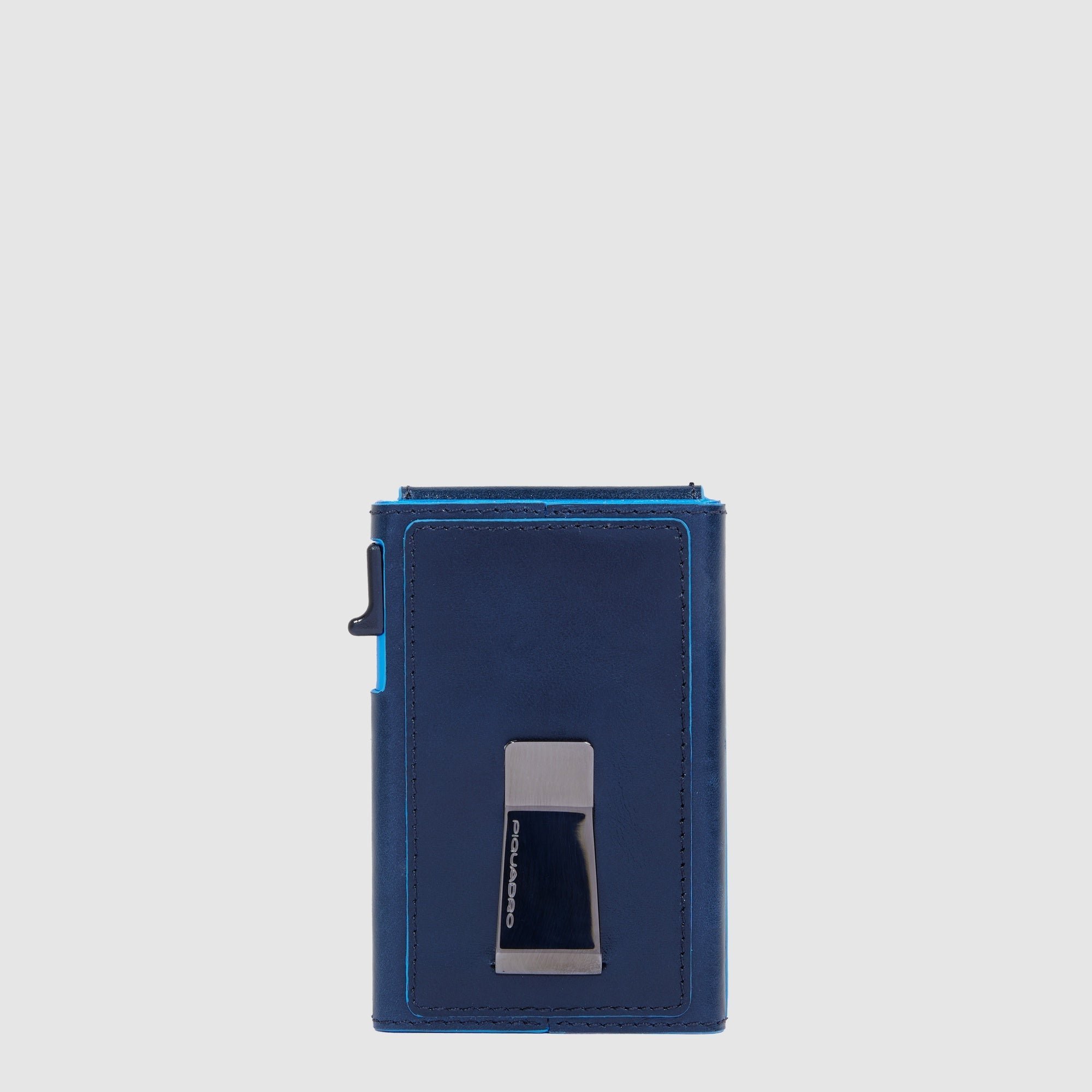 Automatic cardholder with foldable ID holder PIQUADRO Blue