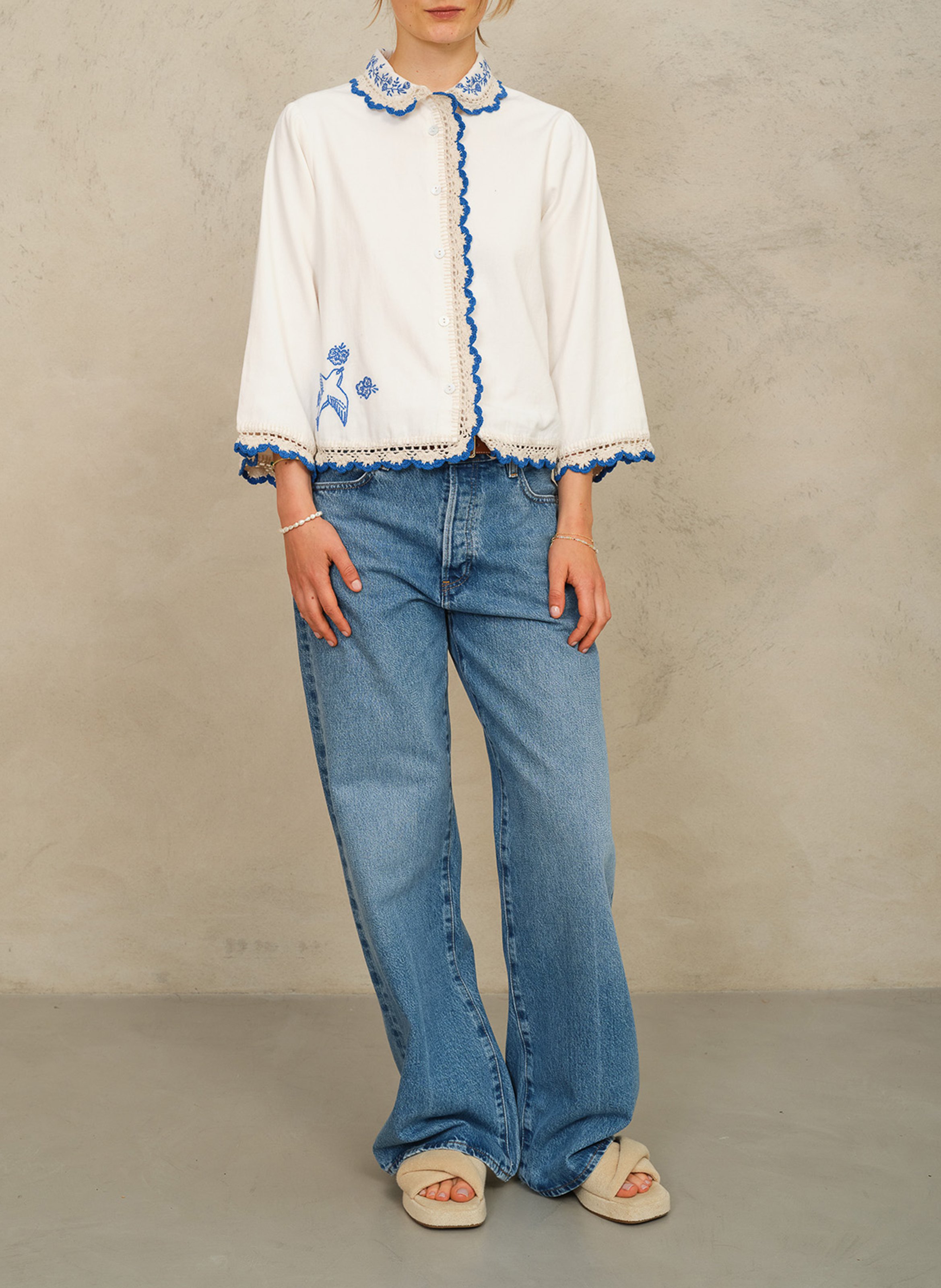 Gerade geschnittenes Baumwollhemd M.A.B.E Weiss