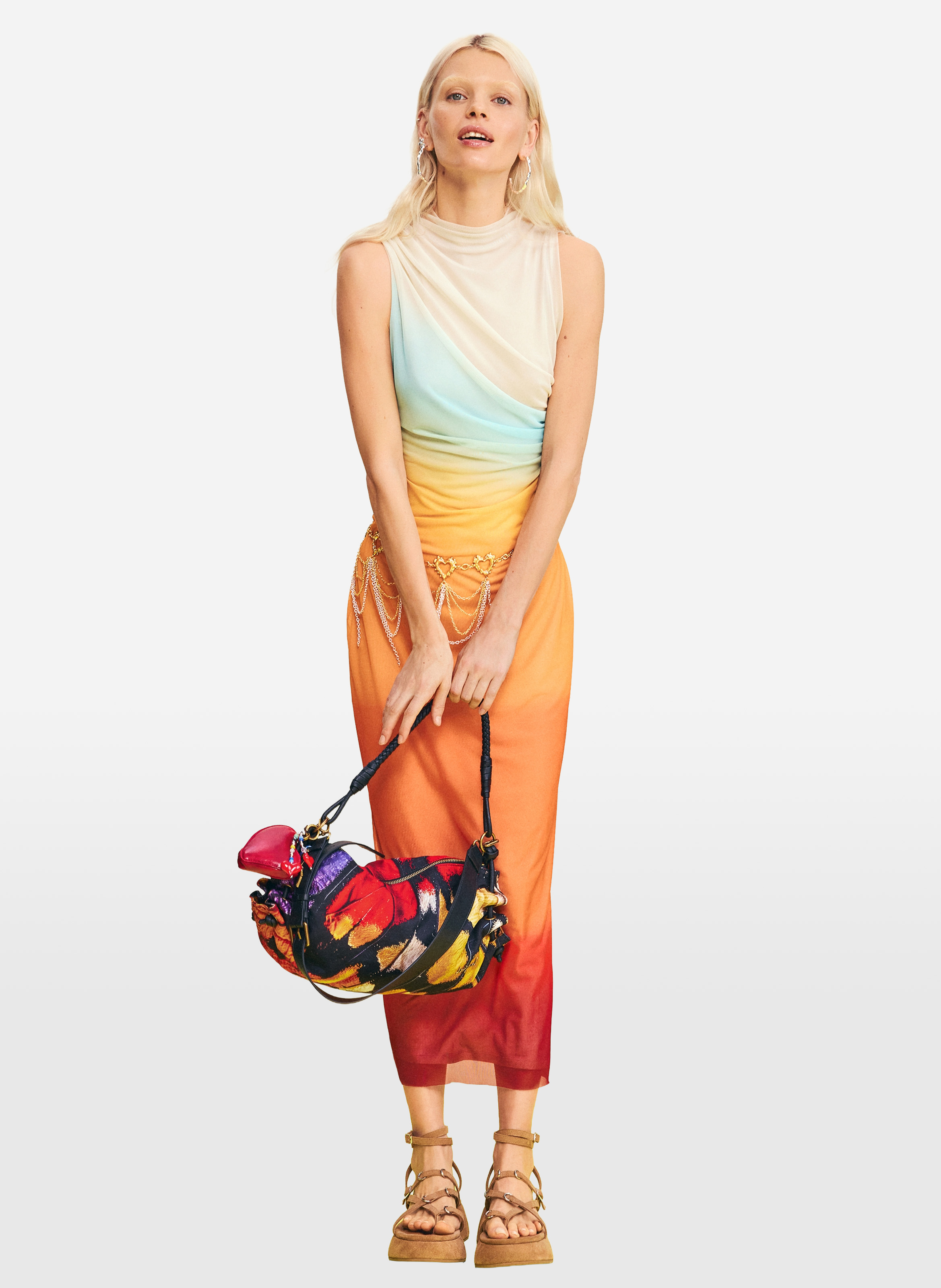 Sac porté épaule zippé imprimé DESIGUAL Multicolore