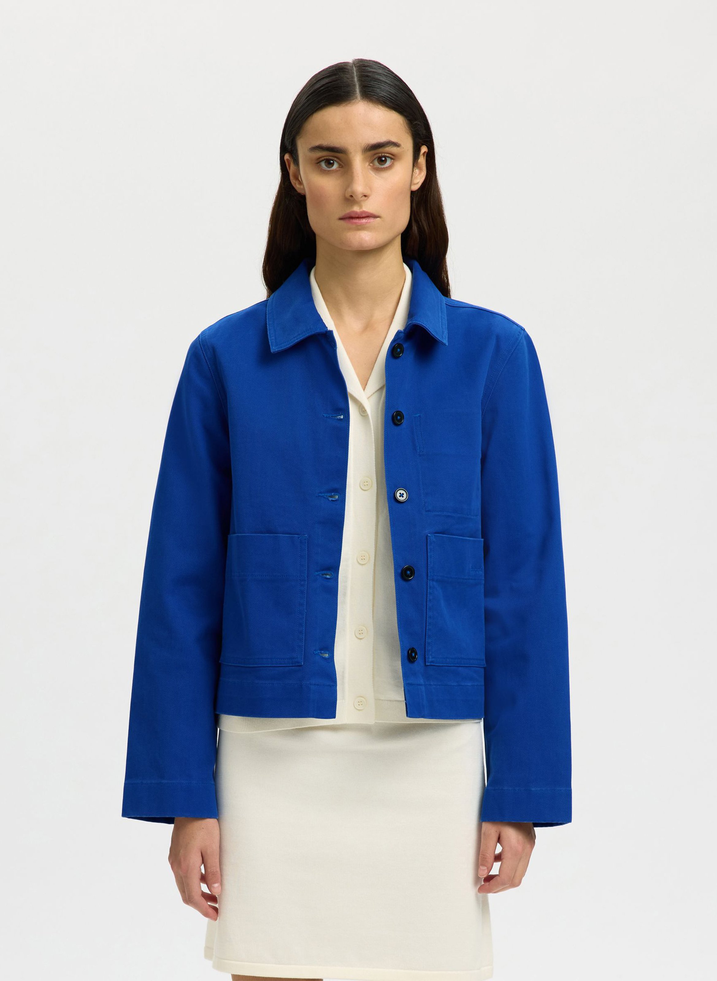 Baumwolljacke im Workwear-Stil SELECTED Blau