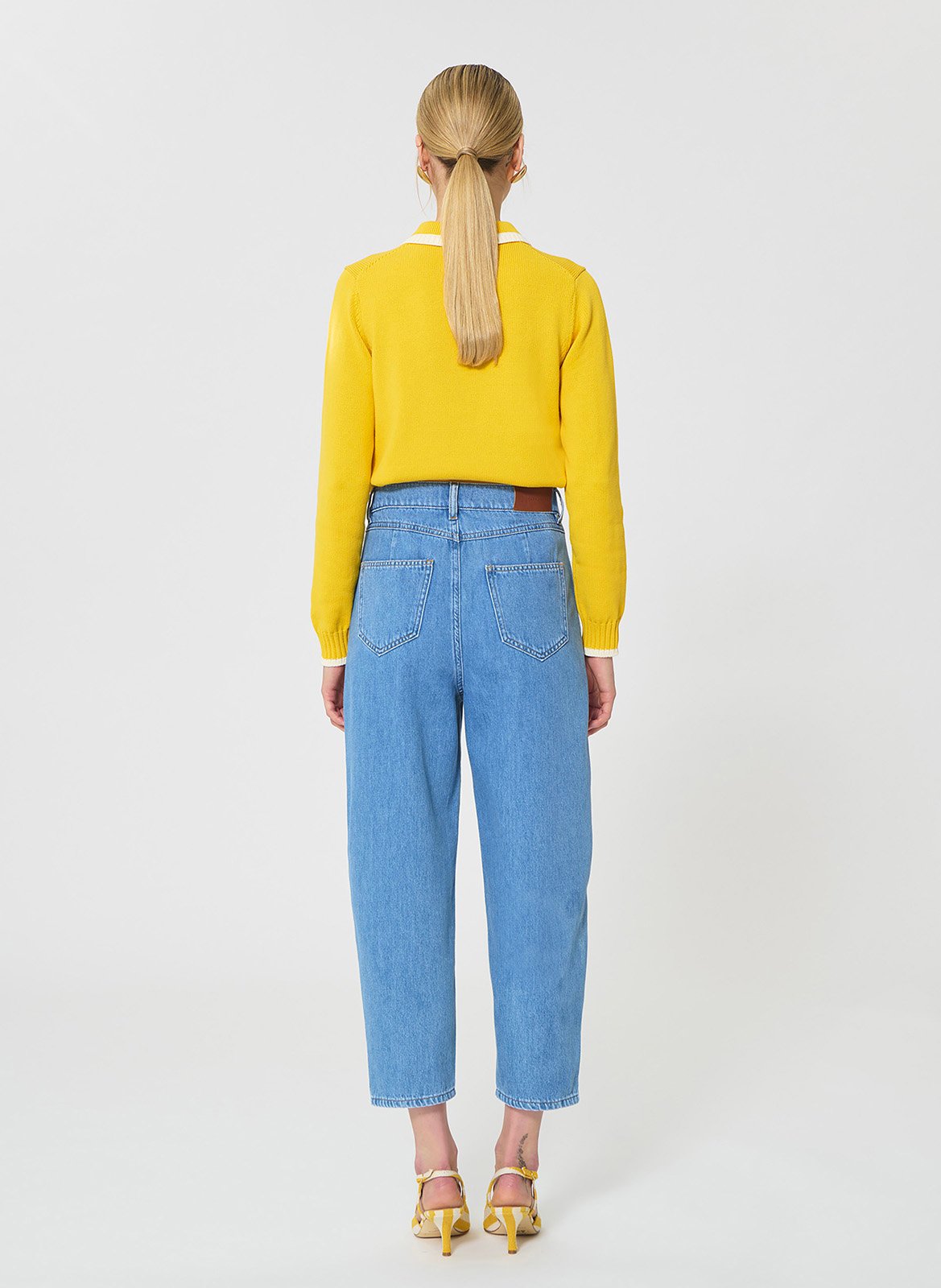 Jean mom taille haute uni TARA JARMON Bleu