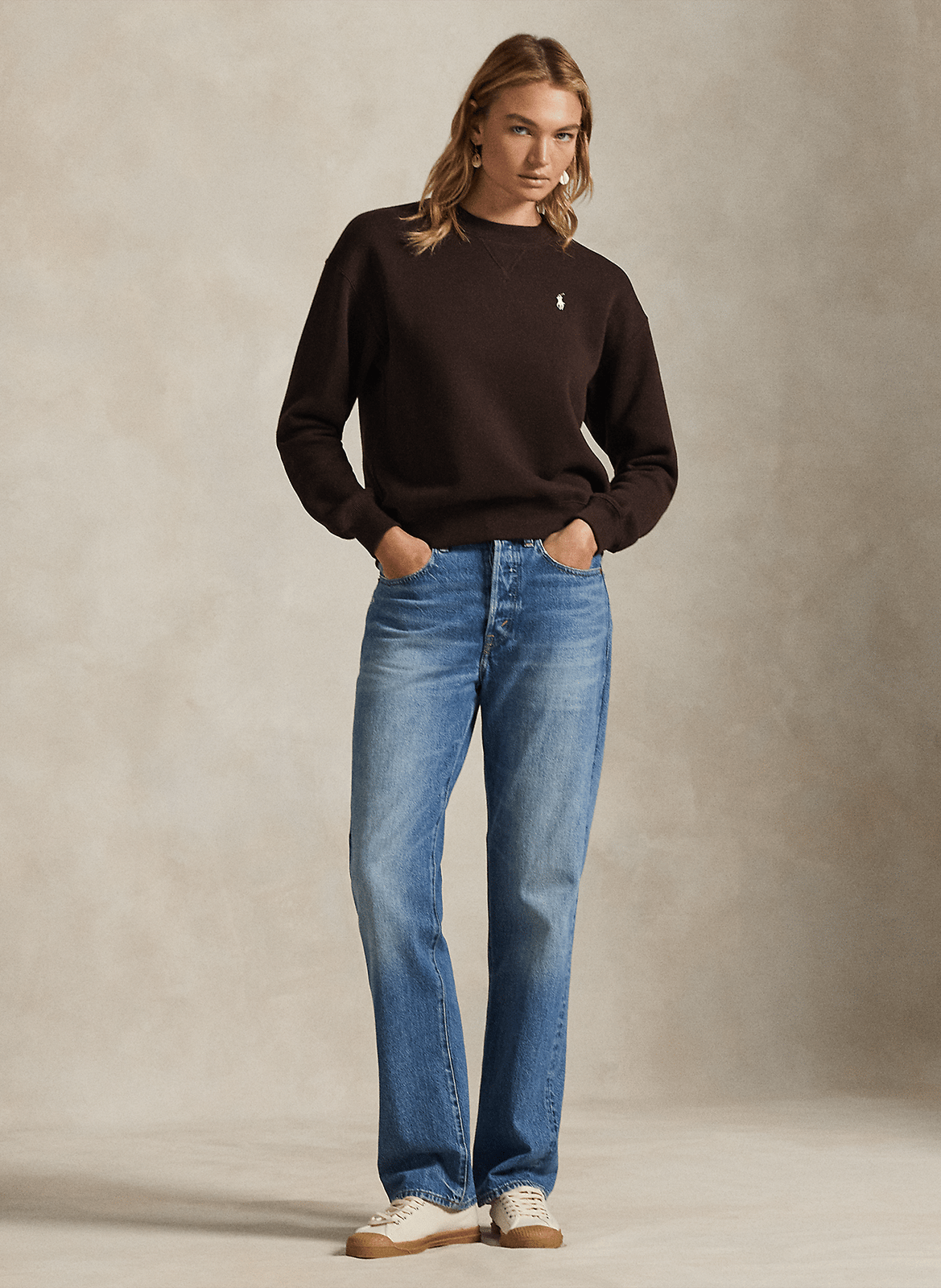 Rundhals-Sweatshirt aus Baumwoll-Mix POLO RALPH LAUREN Braun