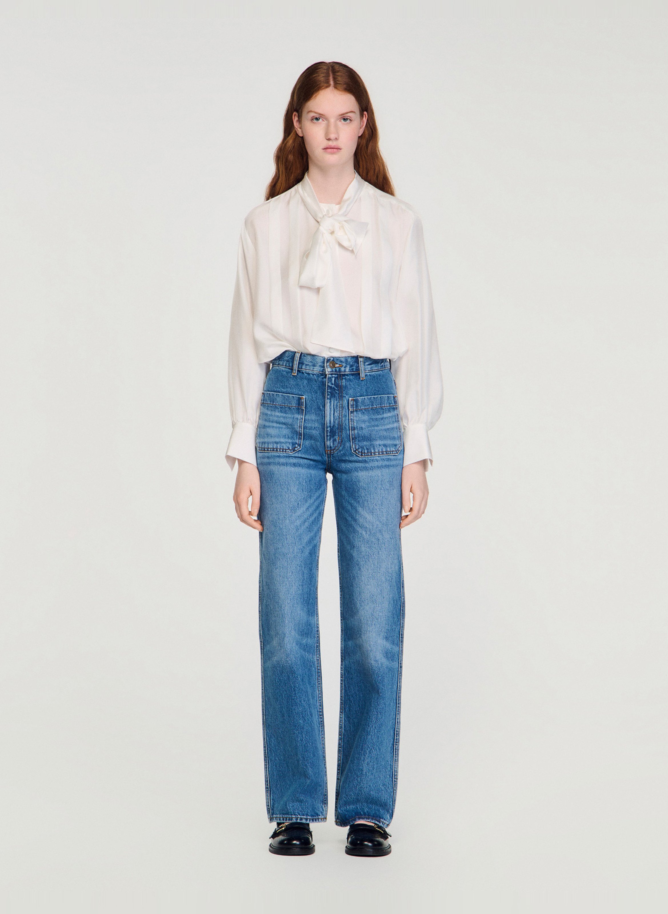 Jean bootcut en coton  SANDRO Bleu