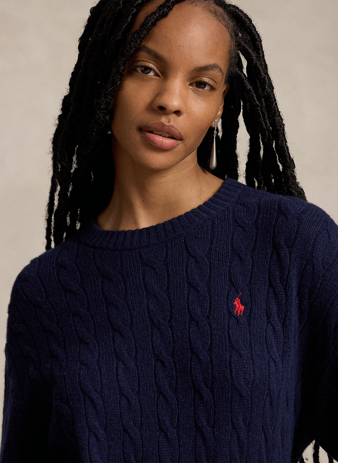 Short round-neck wool and cashmere dress POLO RALPH LAUREN Blue