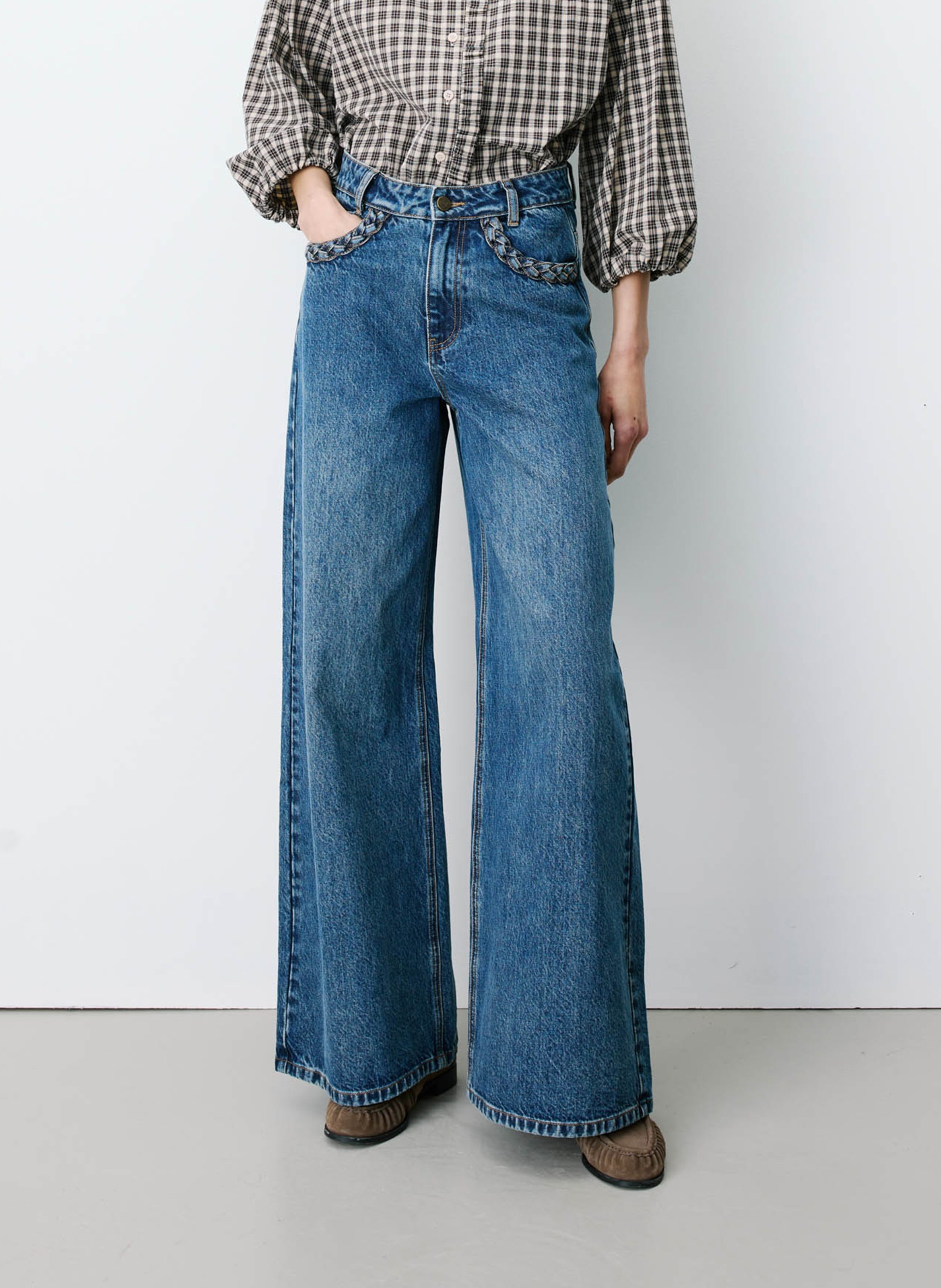 Wide-leg cotton jeans GRACE ET MILA Blue