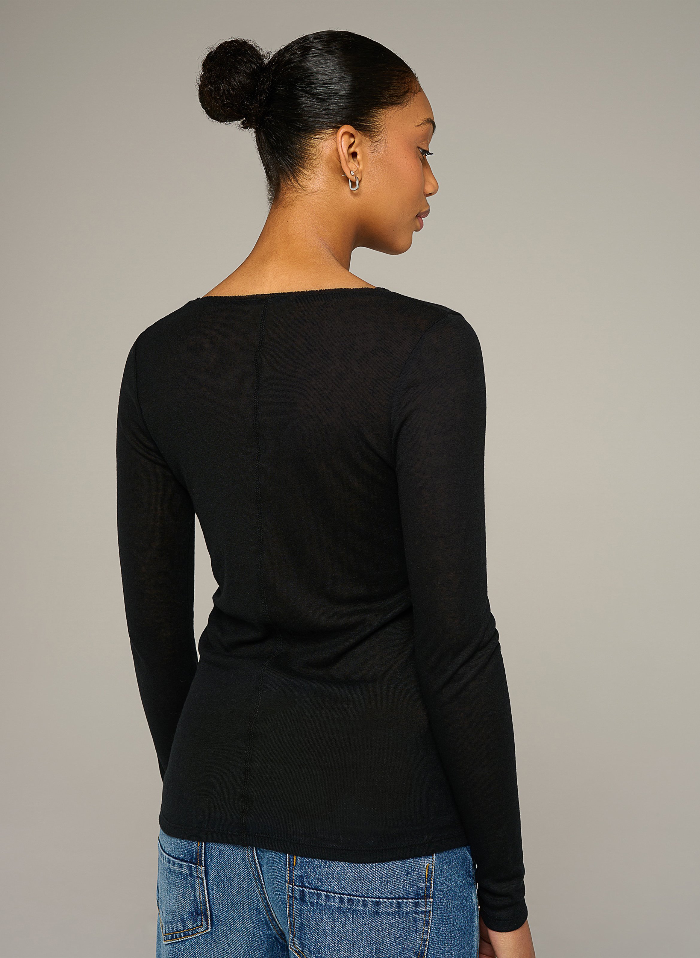 Langarmshirt mit Rundhalsausschnitt | Schwarz COTELAC ACOTE Damen
