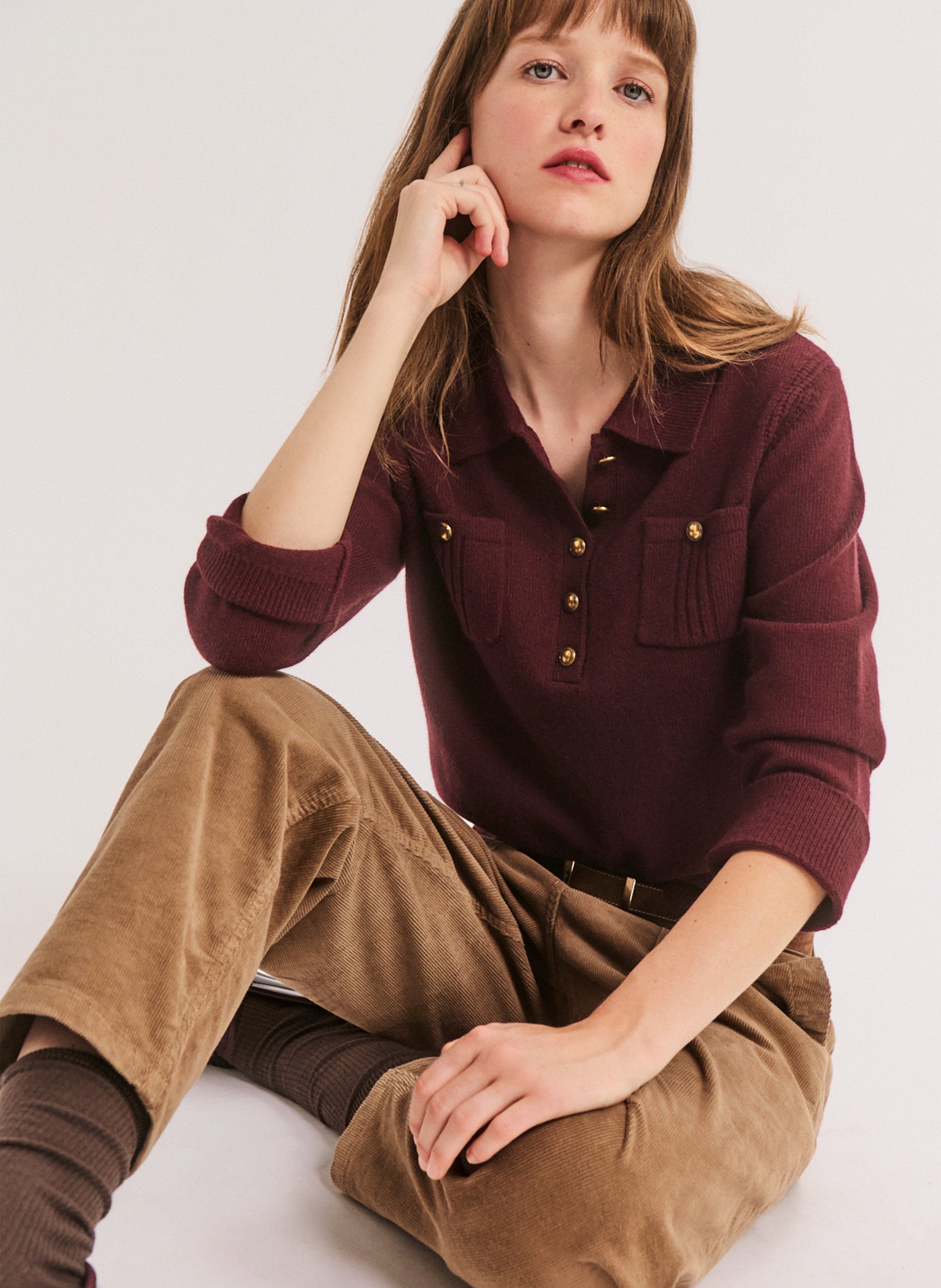 Pull droit en laine mélangée PABLO Rouge
