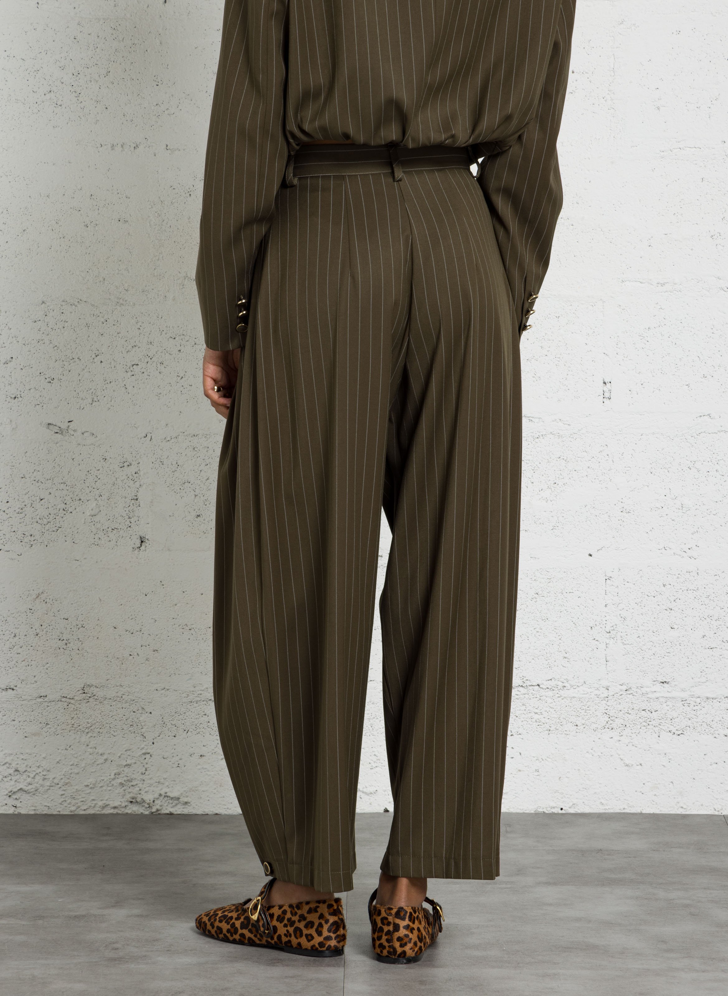 Weite Streifenhose IMPERIAL Grun