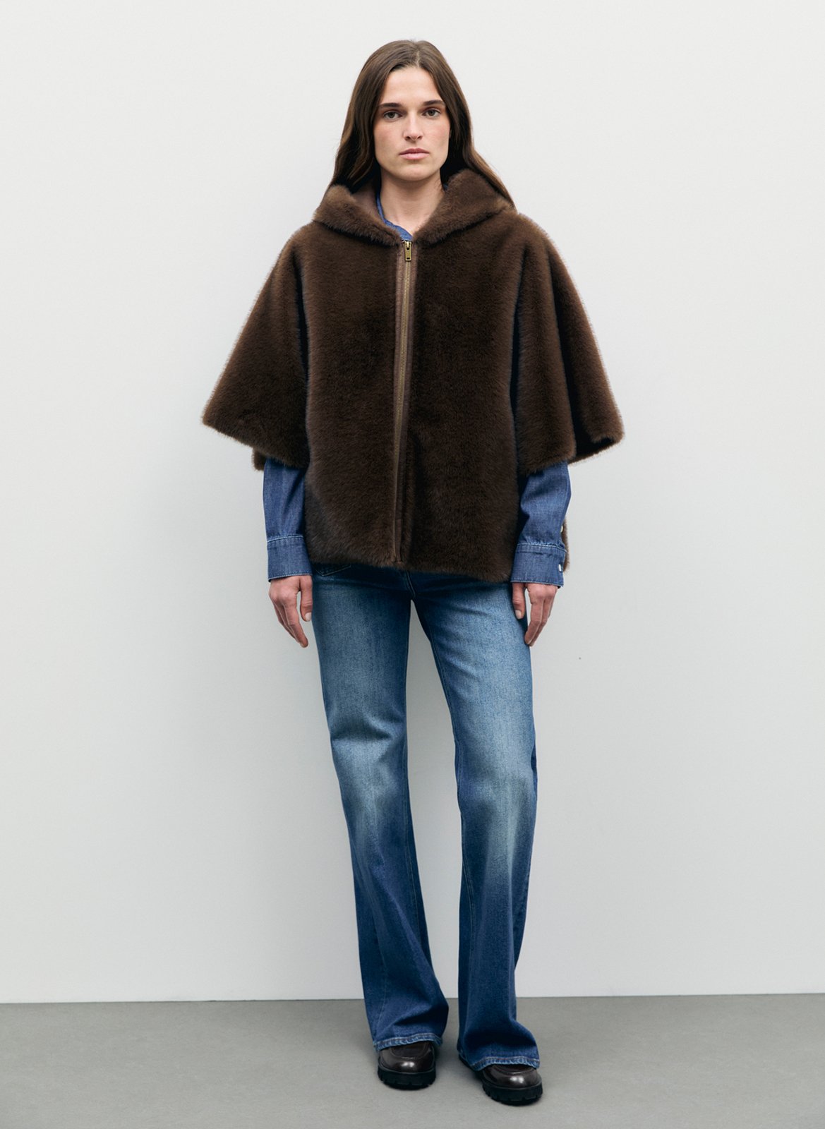 Oversized hooded cape GERARD DAREL Brown