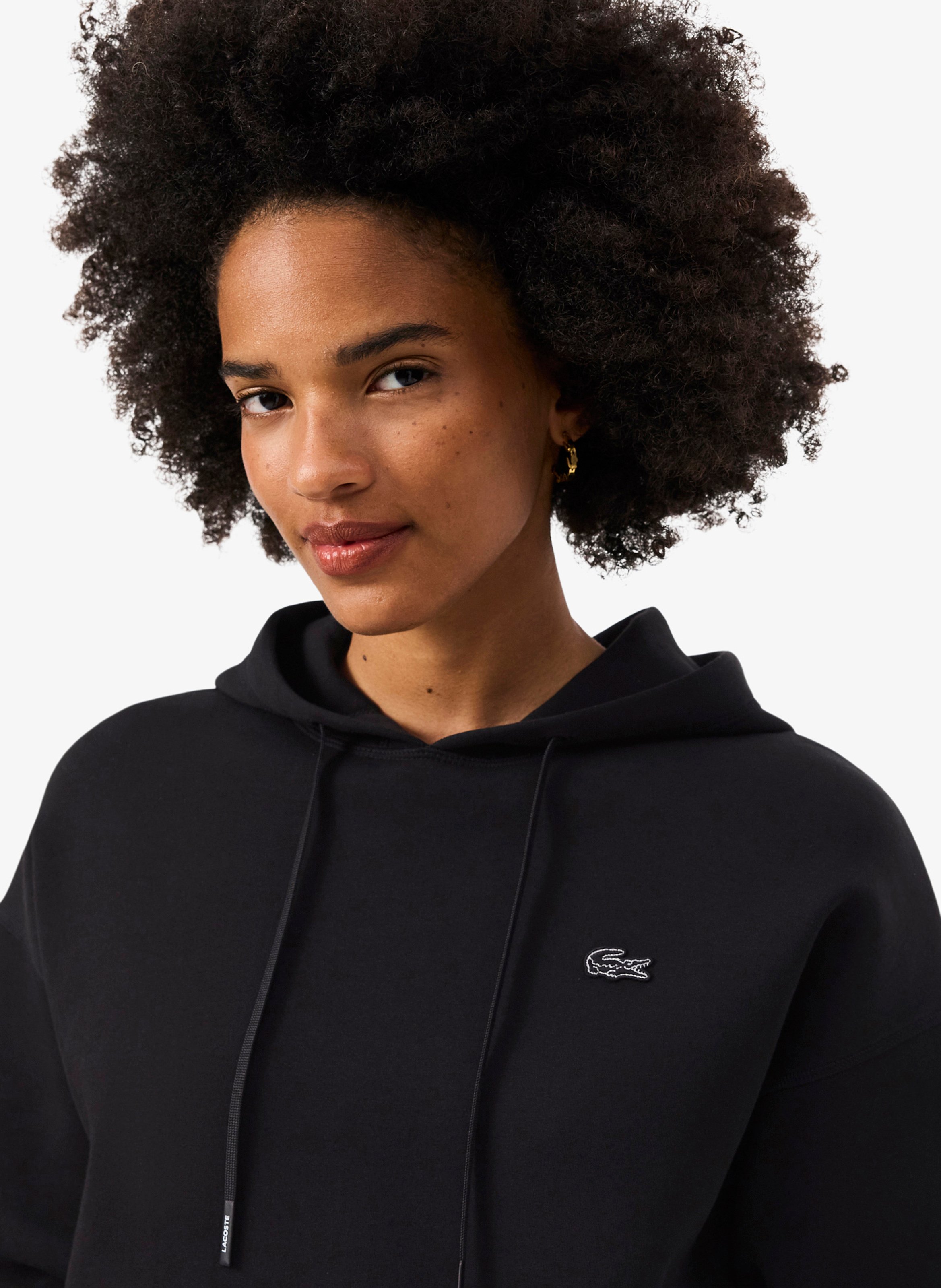 Oversized cotton-blend hoodie LACOSTE Black