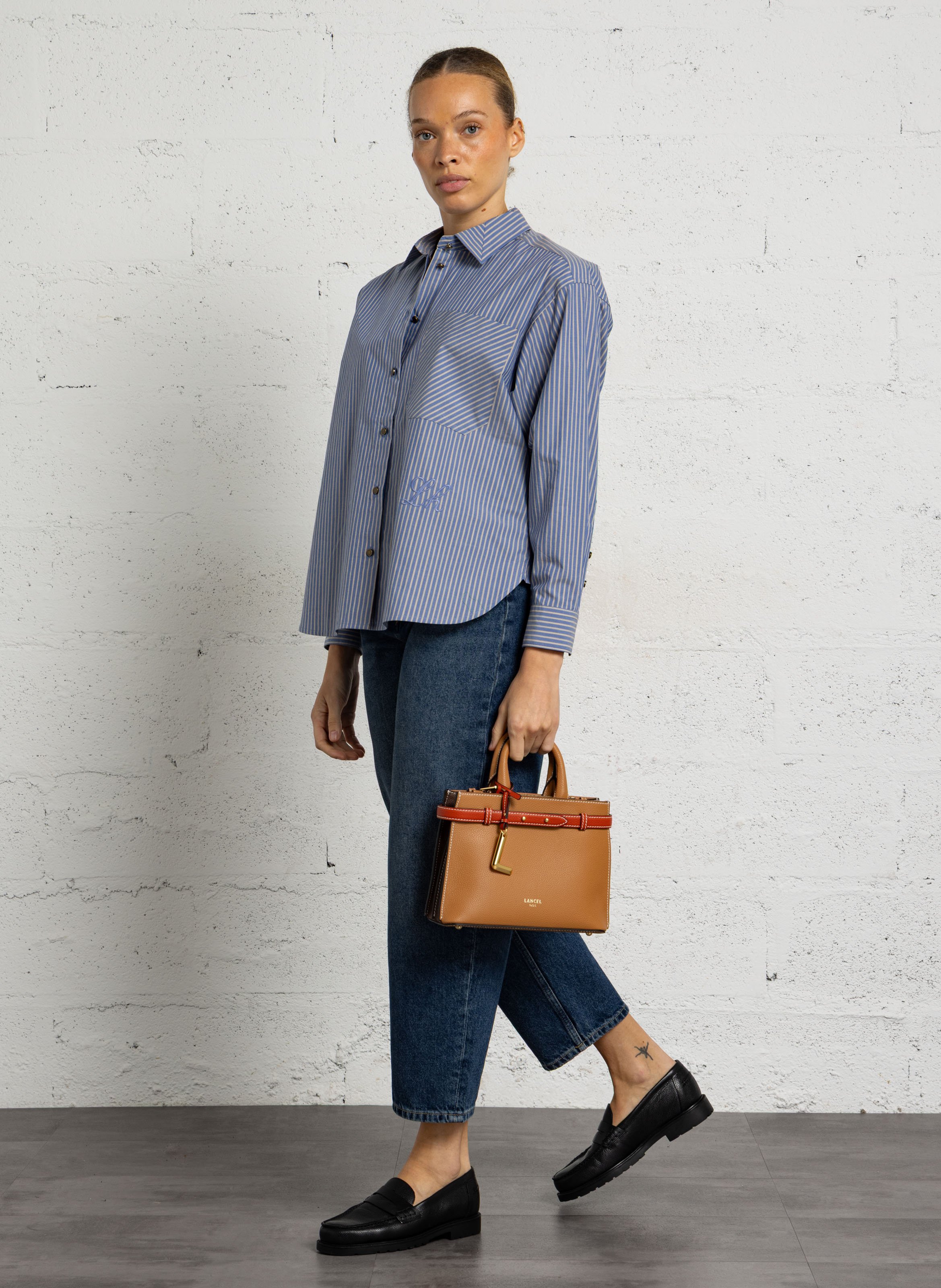 A-line leather skirt LANCEL Beige