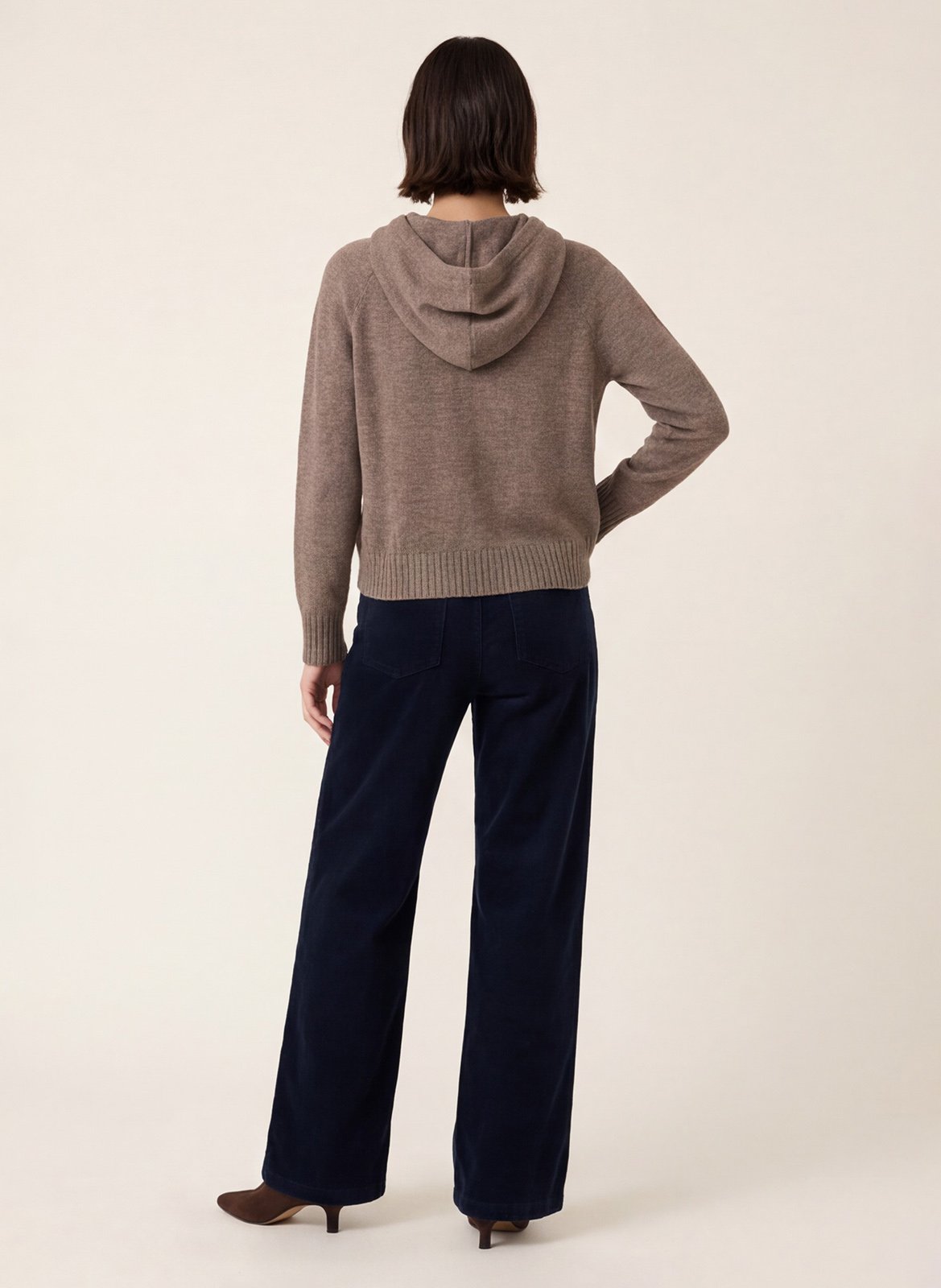 Pull à capuche droit en laine mélangée KOOKAI Marron