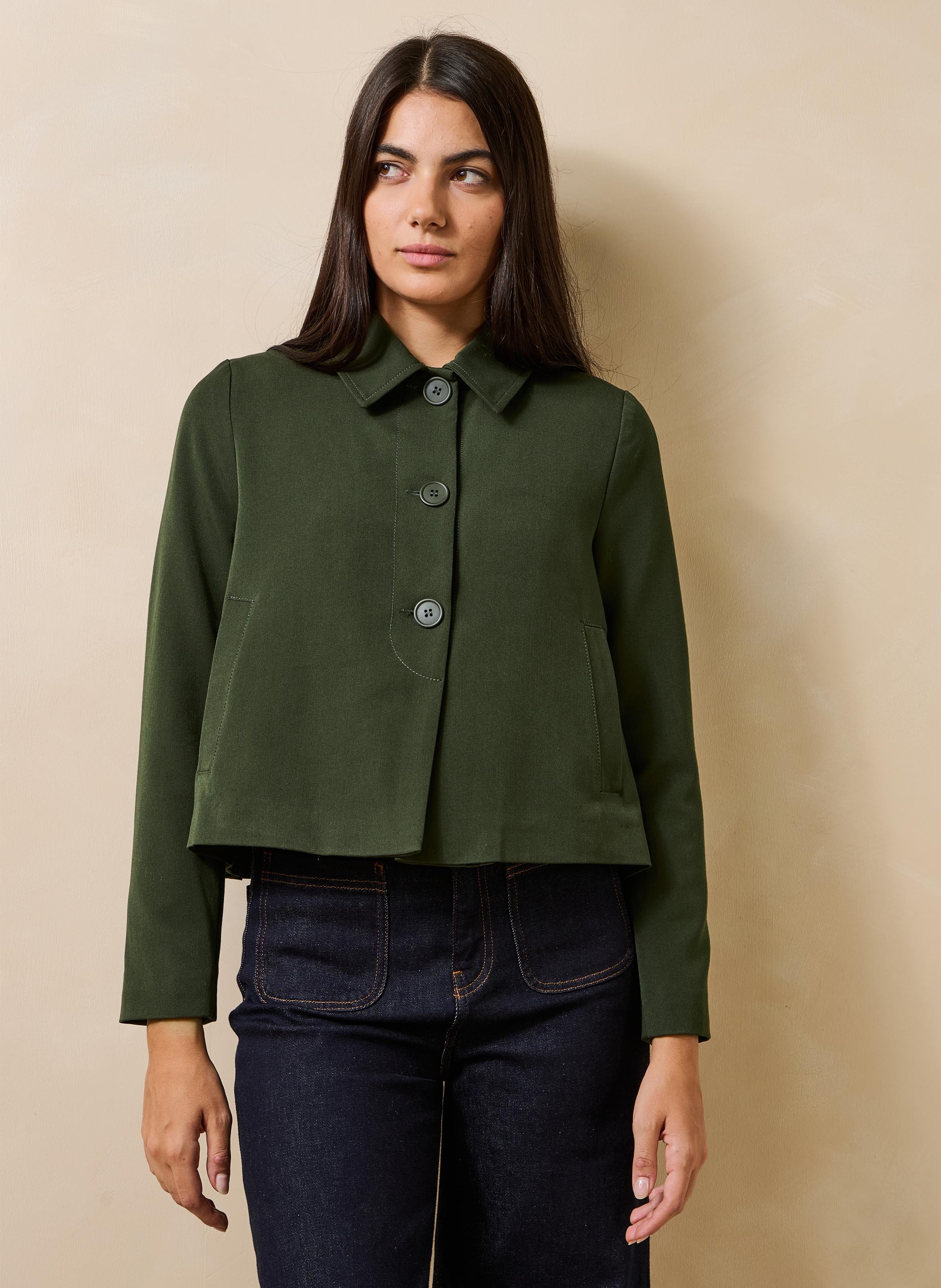 Straight-cut jacket with classic collar LA FEE MARABOUTEE