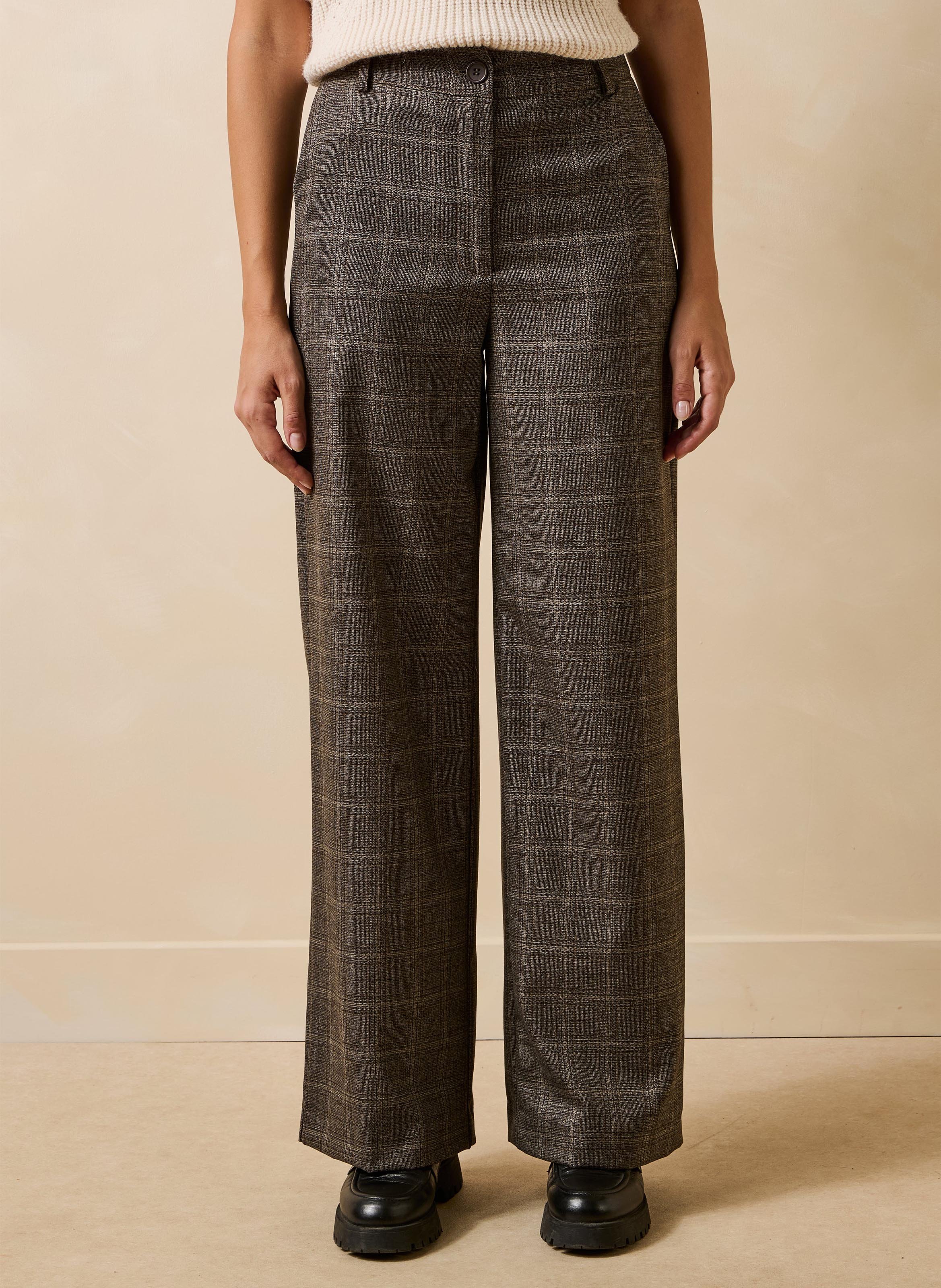 High-waisted wide-leg pants LA FEE MARABOUTEE Brown