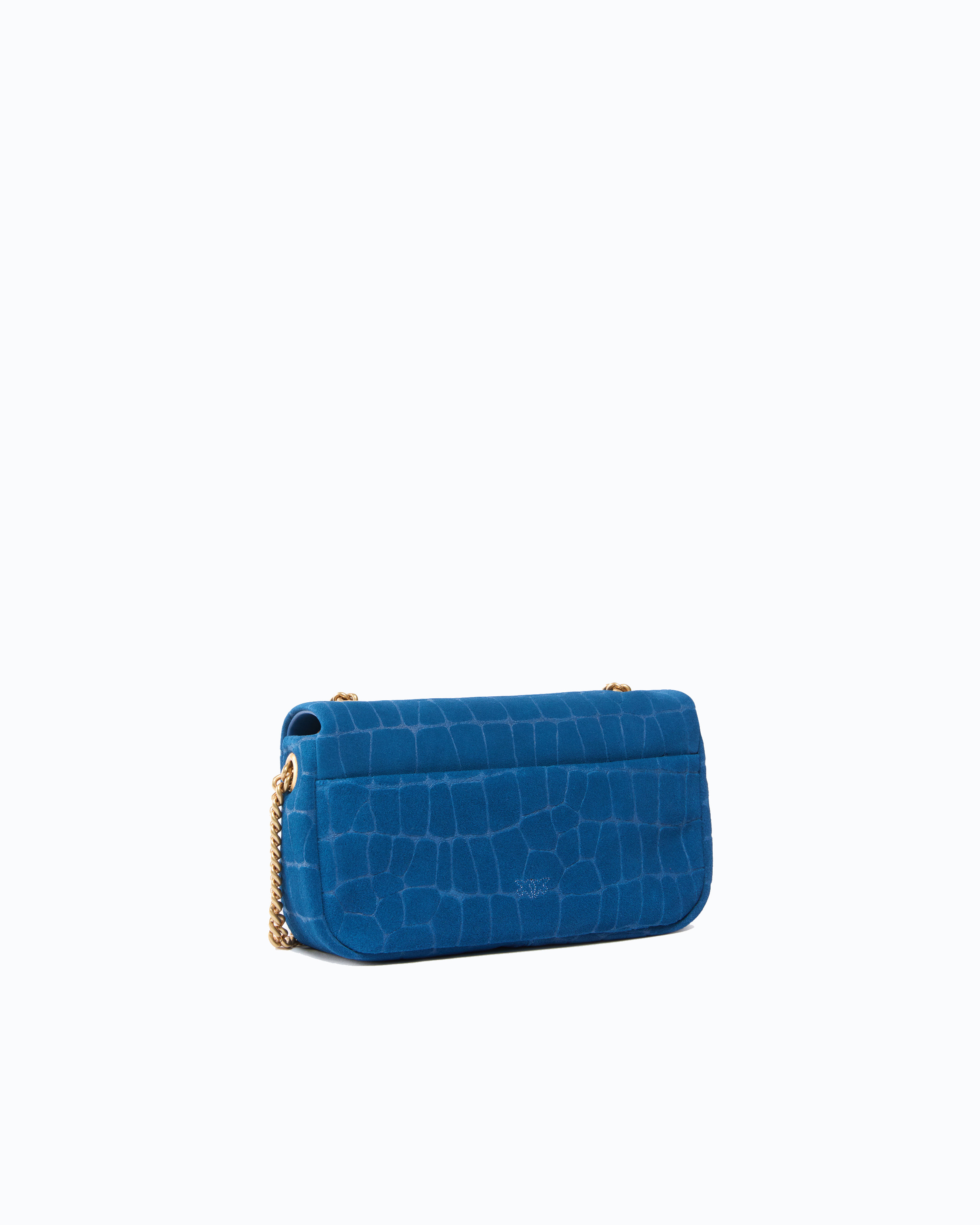 Sac à bandoulière mini love bag click soft horizontal en cuir embossé crocodile PINKO Bleu