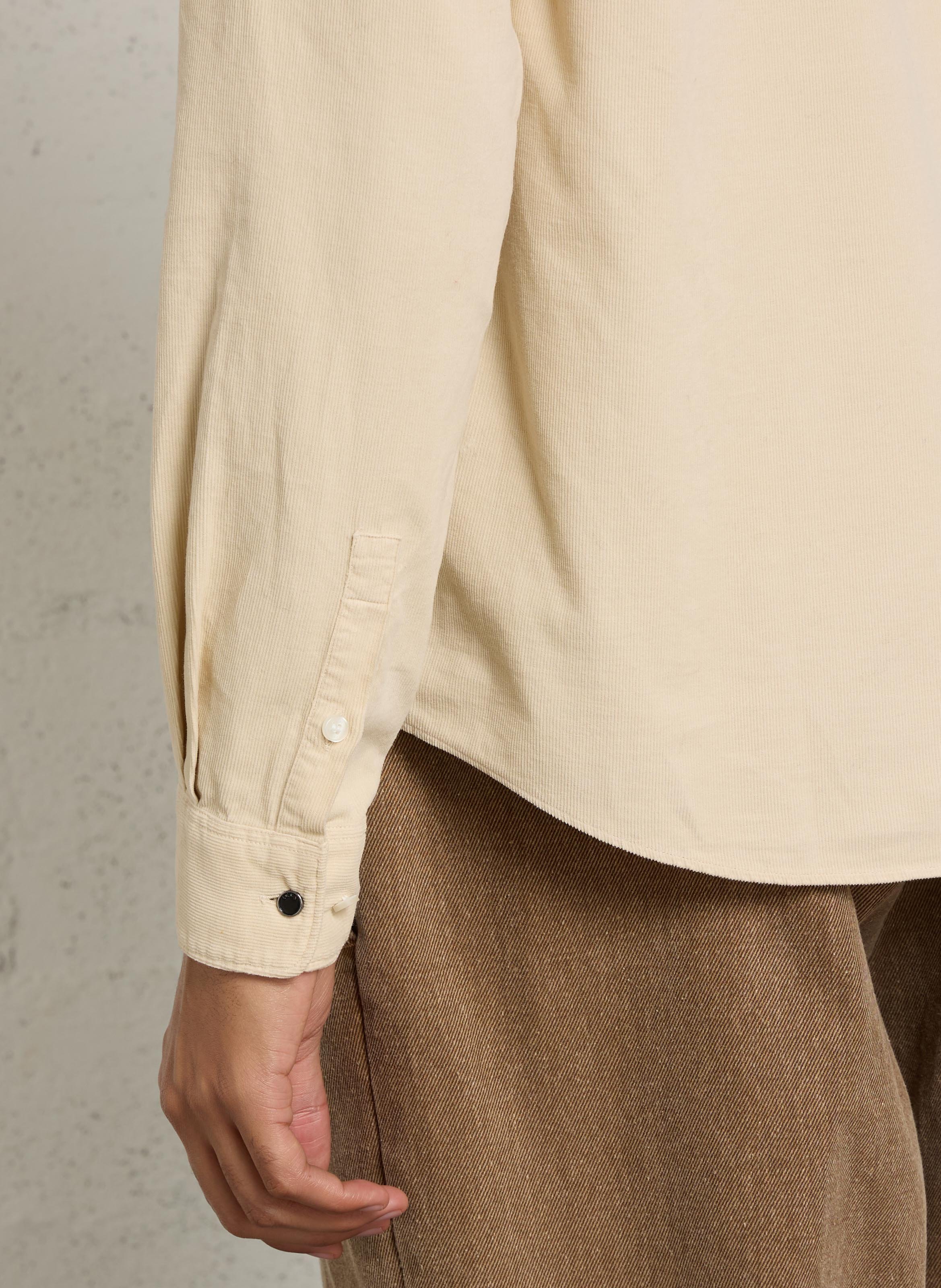 Chemise droite en coton côtelé IKKS Beige