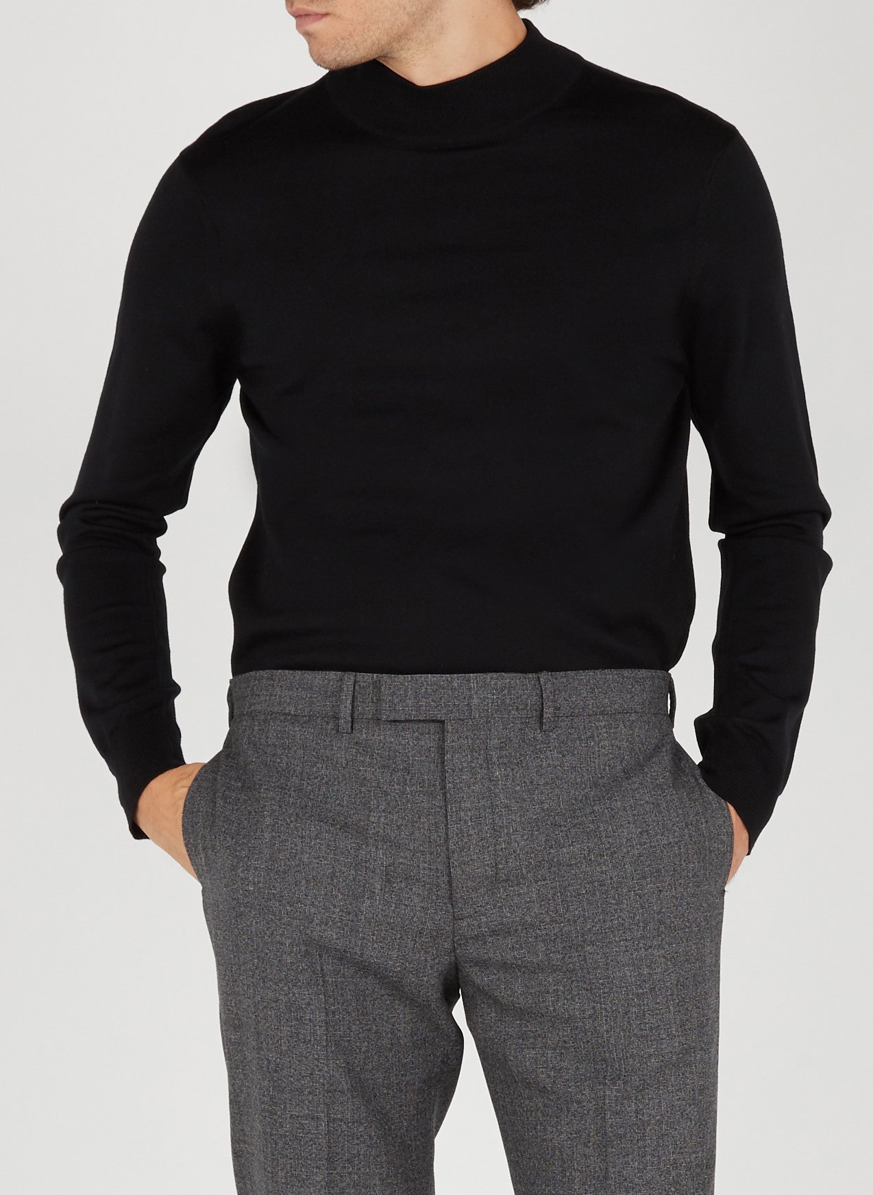 Pull col montant regular-fit en laine SANDRO Noir