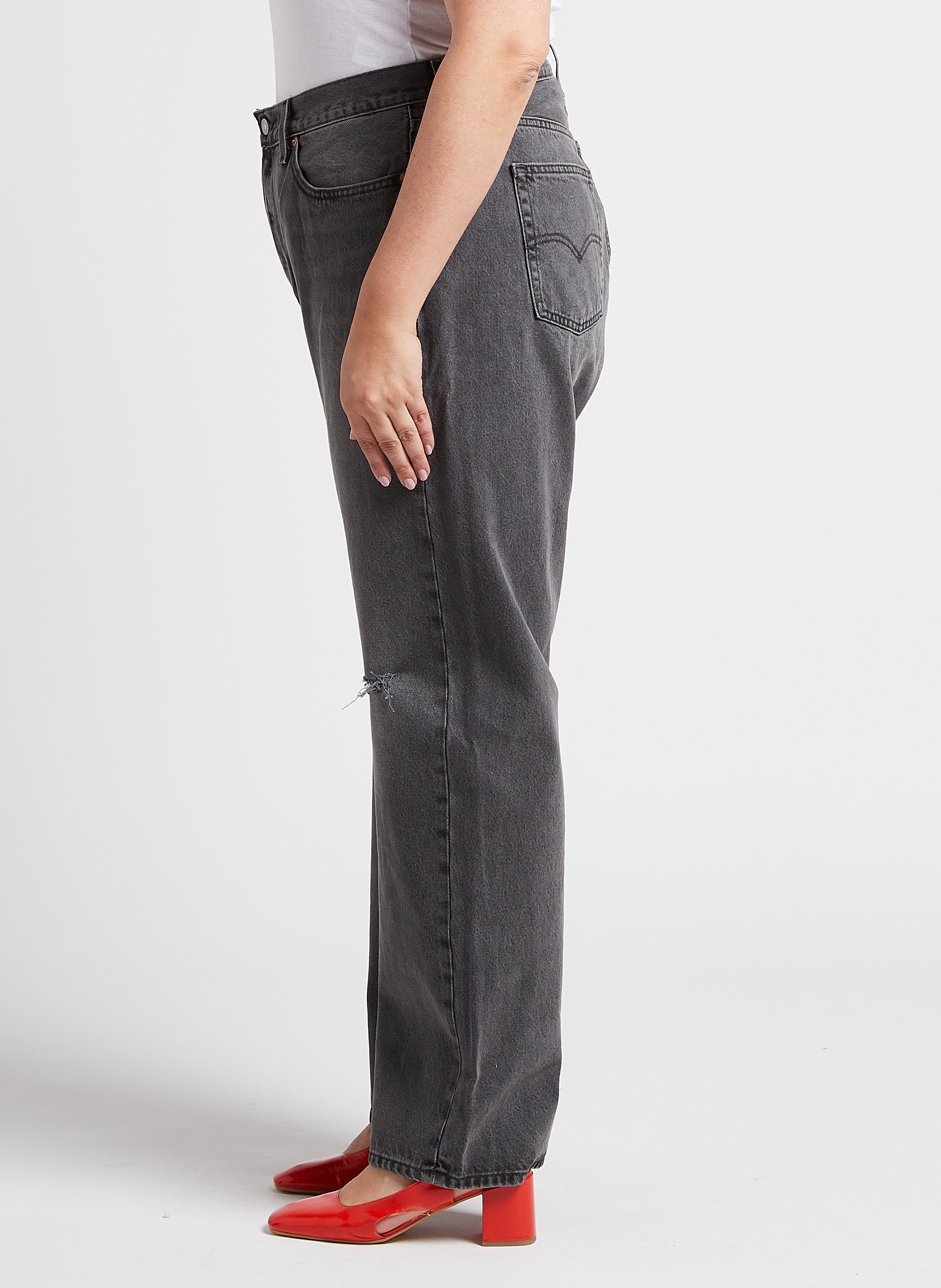 Jean droit en coton délavé LEVI'S Noir