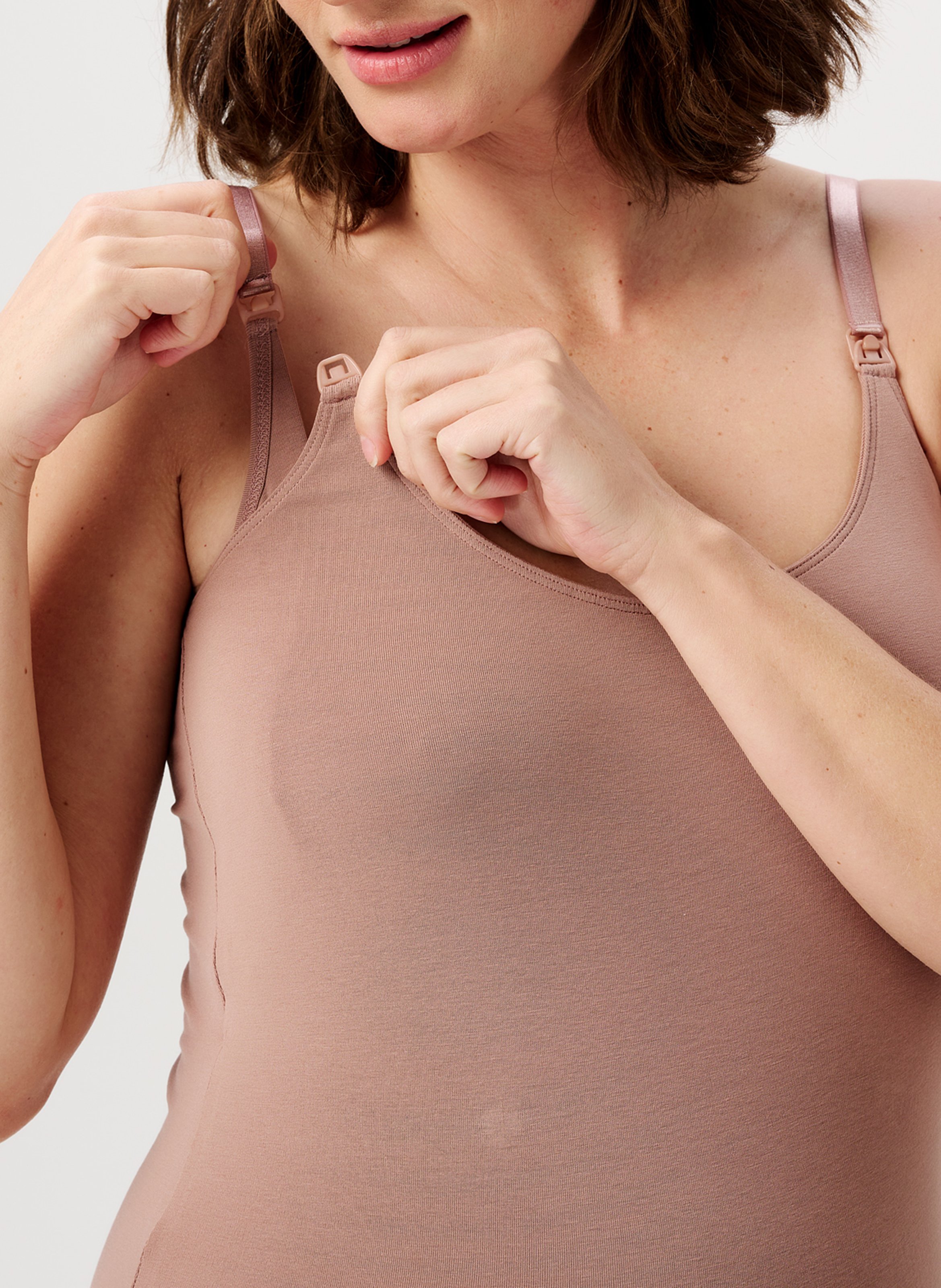 Stretch organic cotton nursing tank top NOPPIES Beige