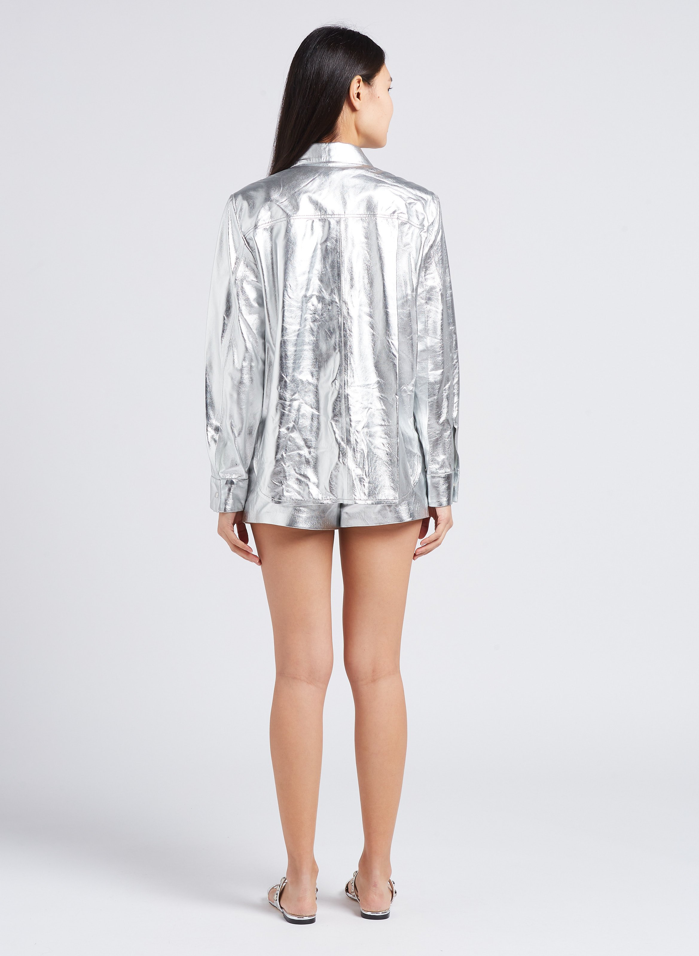 Surchemise droite col classique en cuir IRO Argent