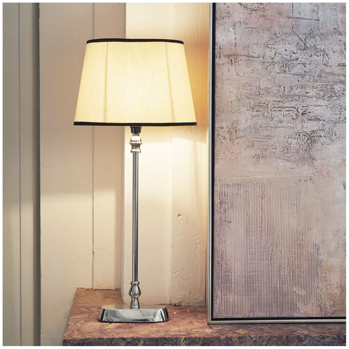 Beige oval lampshade with black edges BLANC D'IVOIRE Beige