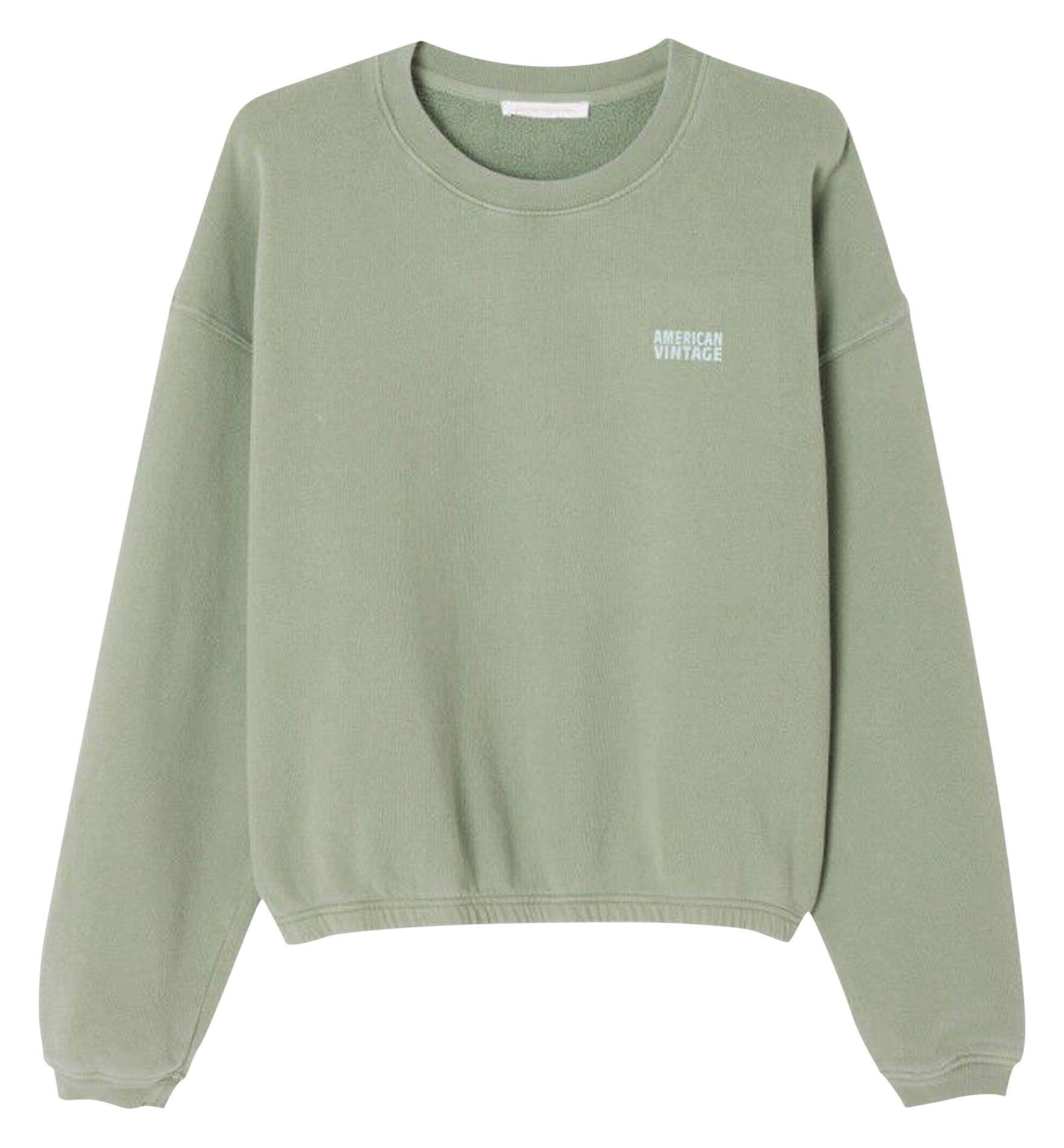 Sweat court col rond en coton mélangé  AMERICAN VINTAGE Vert
