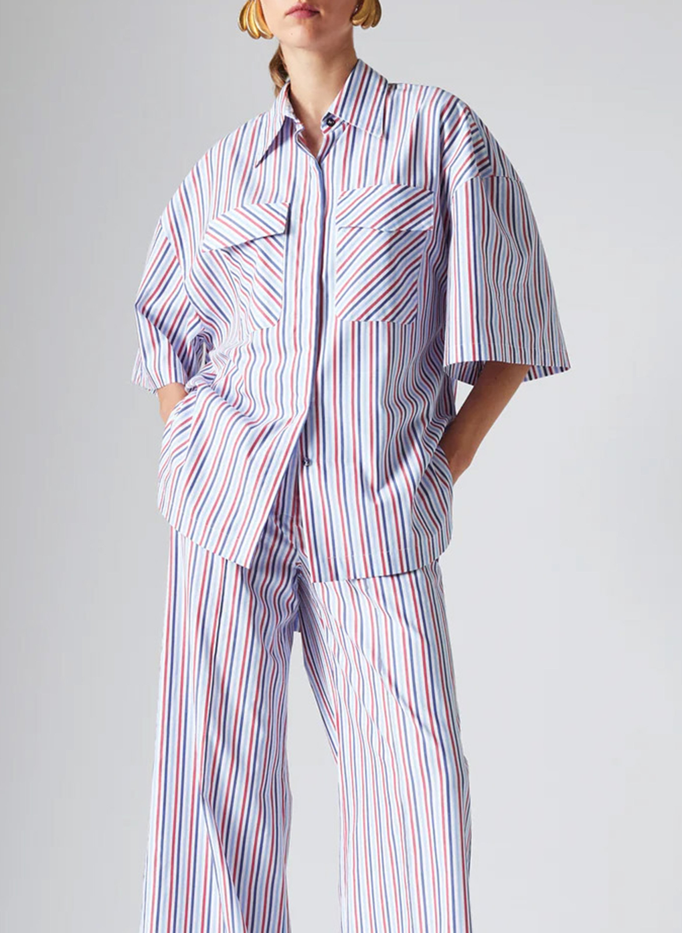 Chemise col classique manches contrastantes en coton THE LABEL EDITION Multicolored