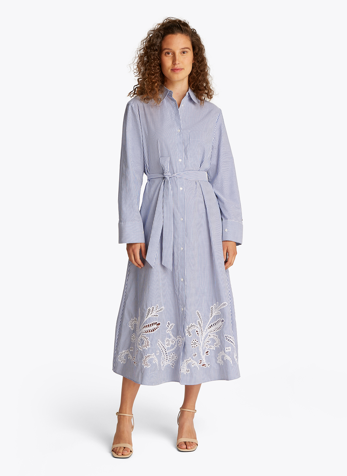 Robe chemise rayée en coton  TOMMY HILFIGER Bleu