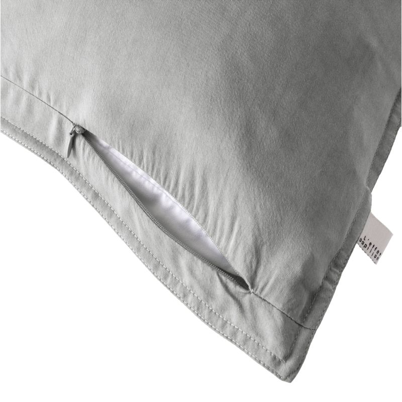 Cotton percale pillow case L'EFFET PAPILLON Grey