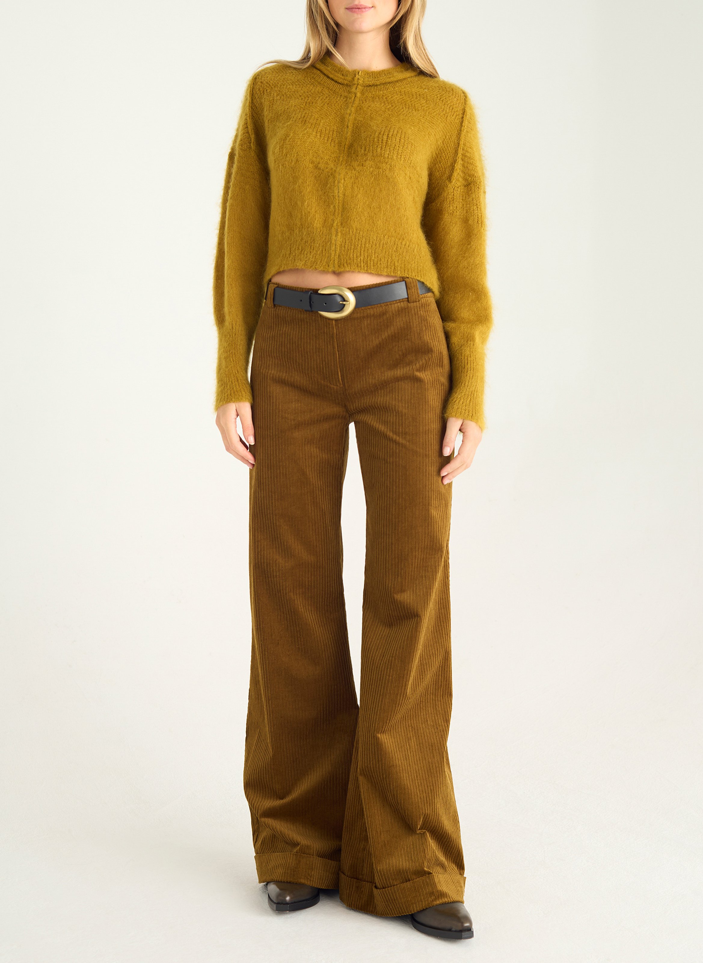 Cardigan oversize col montant en laine mélangée COTELAC Jaune