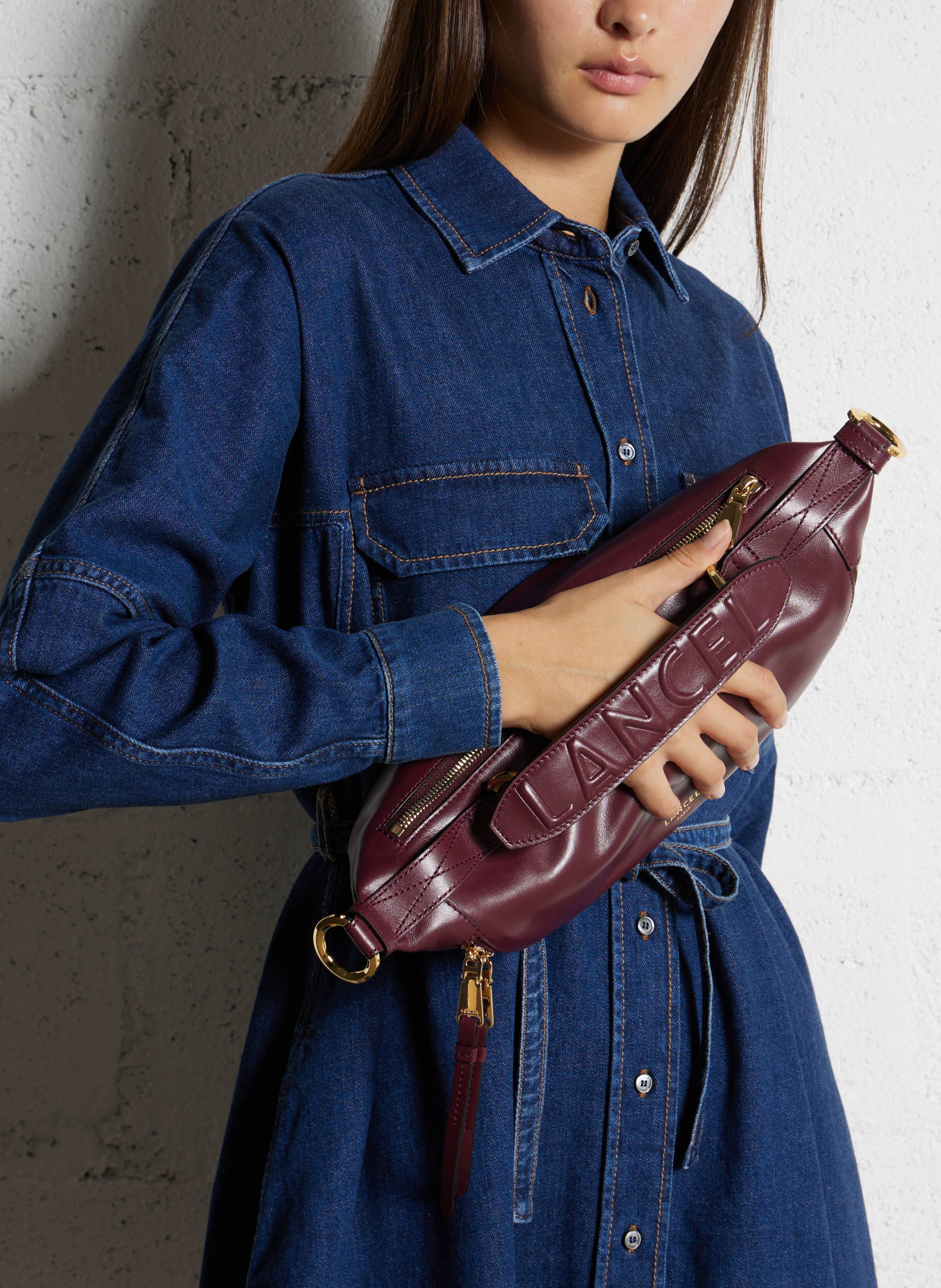 Sac bandoulière en cuir LANCEL Prune