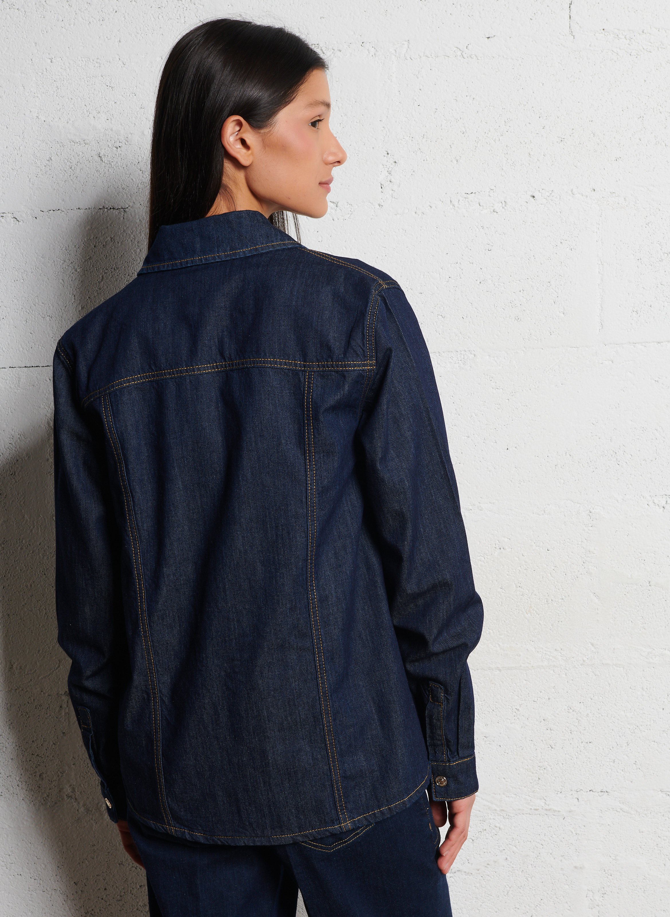 Veste col classique en denim coton LIU JO Bleu