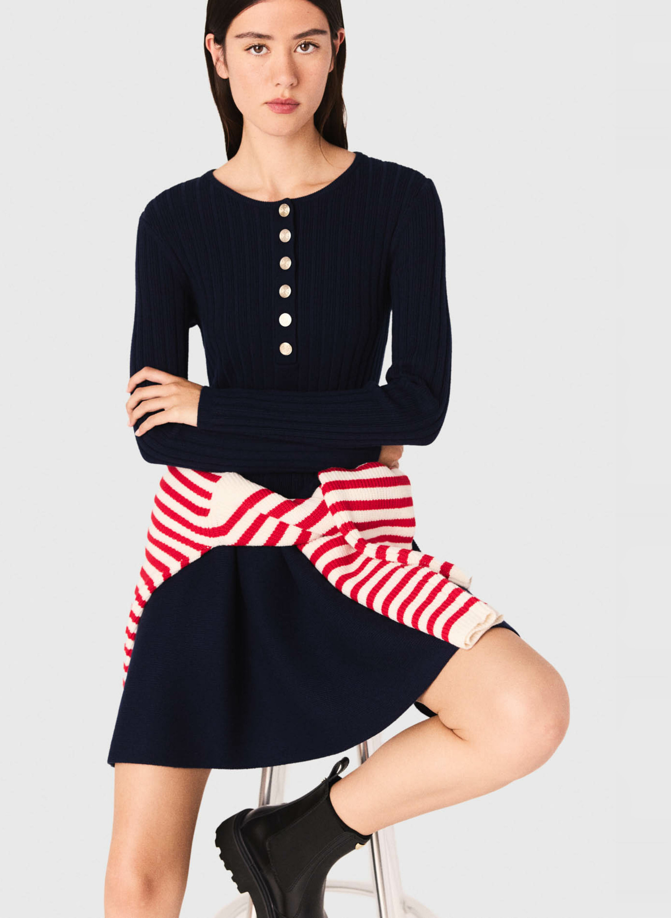 Short dress with round collar and buttons MAJE Blue