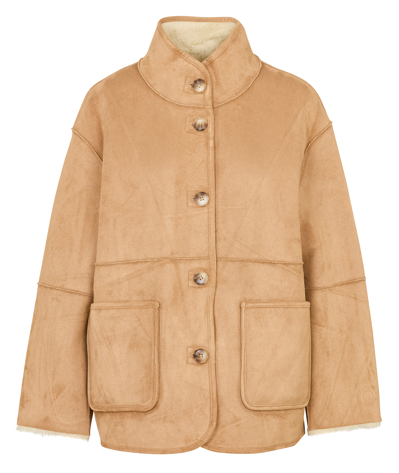 Gerade geschnittene Jacke mit Stehkragen SEE U SOON Beige