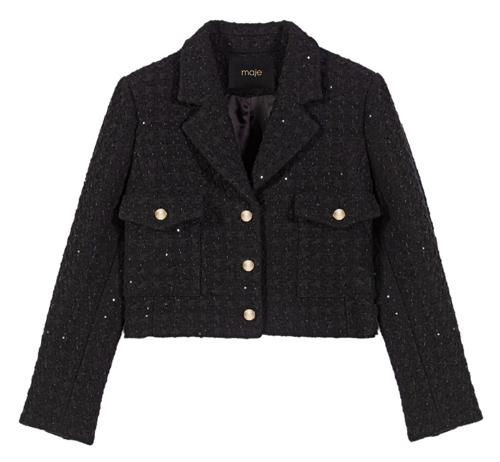 Veste courte tailleur en tweed MAJE Noir