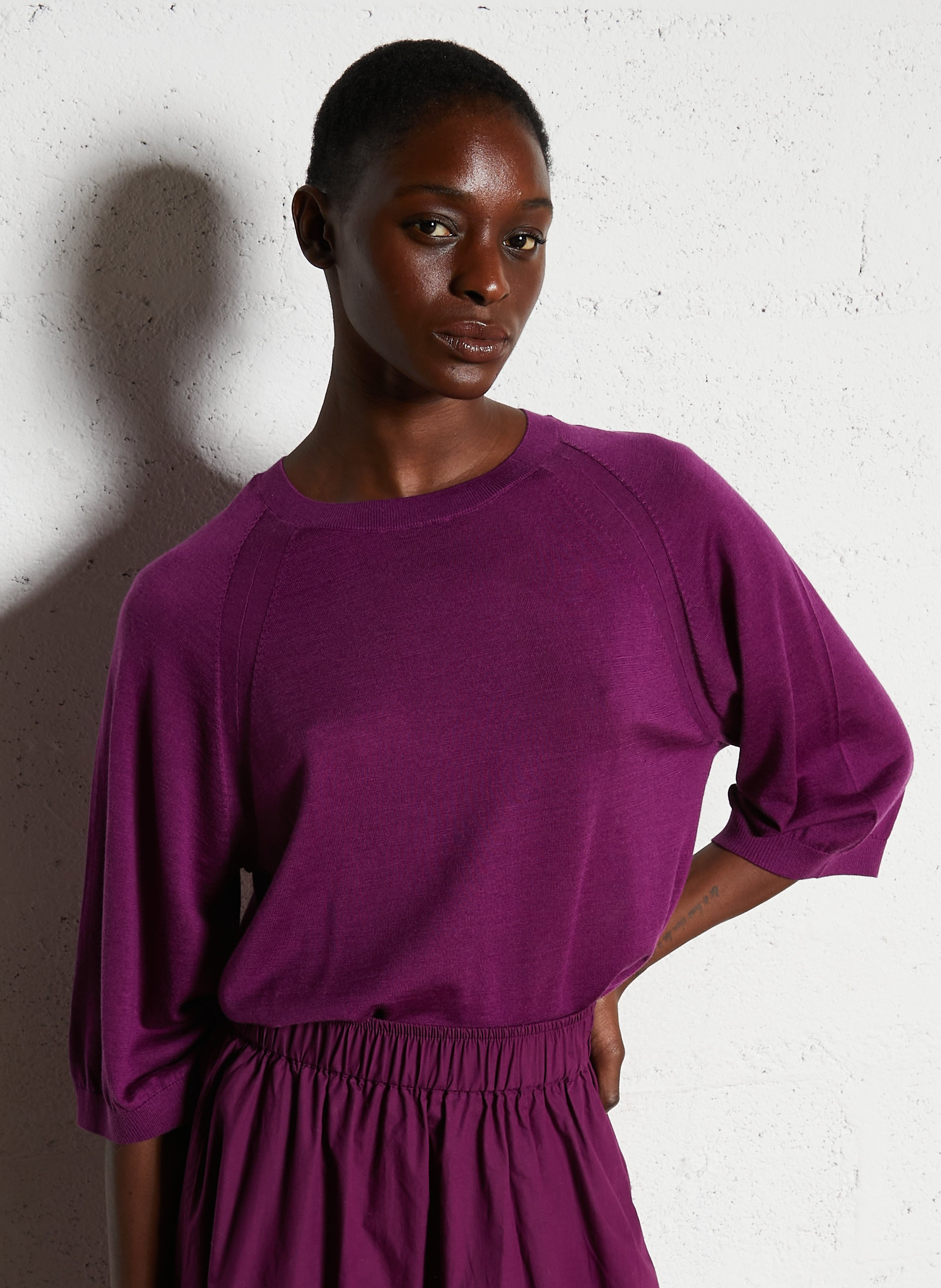 Pull droit en laine mélangée MAISON 123 Violet